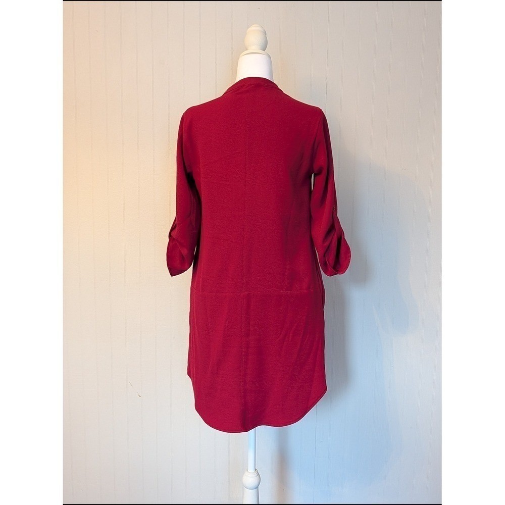 LUSH Split-Neck Cranberry Tunic Shirt Dress w/Pockets Size XS