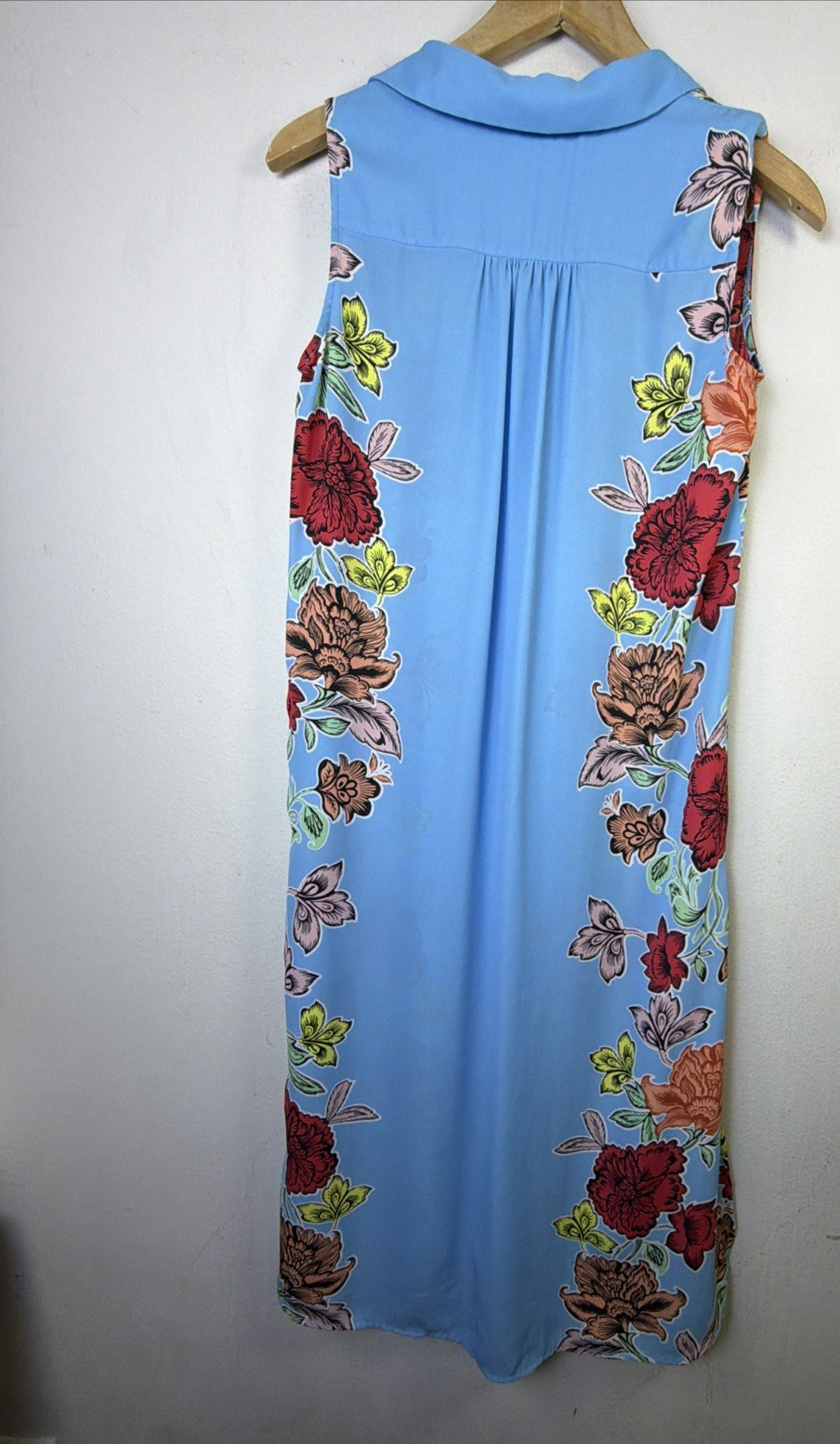 Peter Nygard Long 8 Blue Floral Sleeveless victorian resort vacation Dress vest