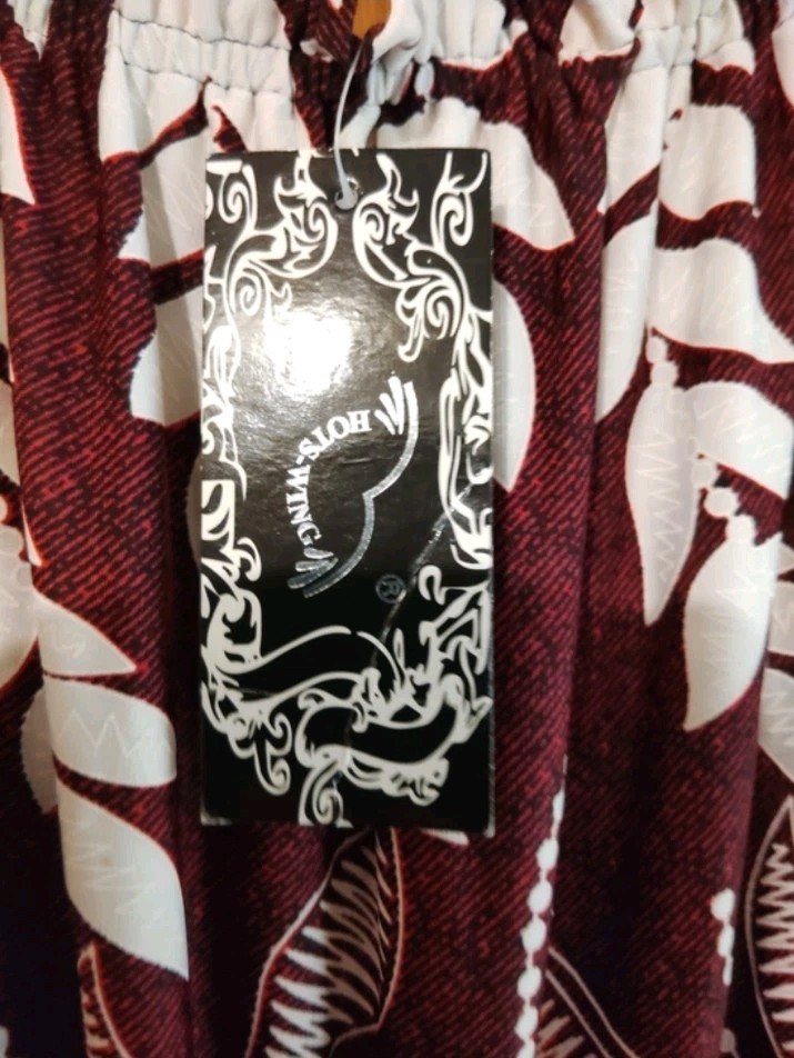 Hots Wing NWT XXL Burgundy Silk Blend Boho Maxi Dress Cottagecore Puff Sleeve