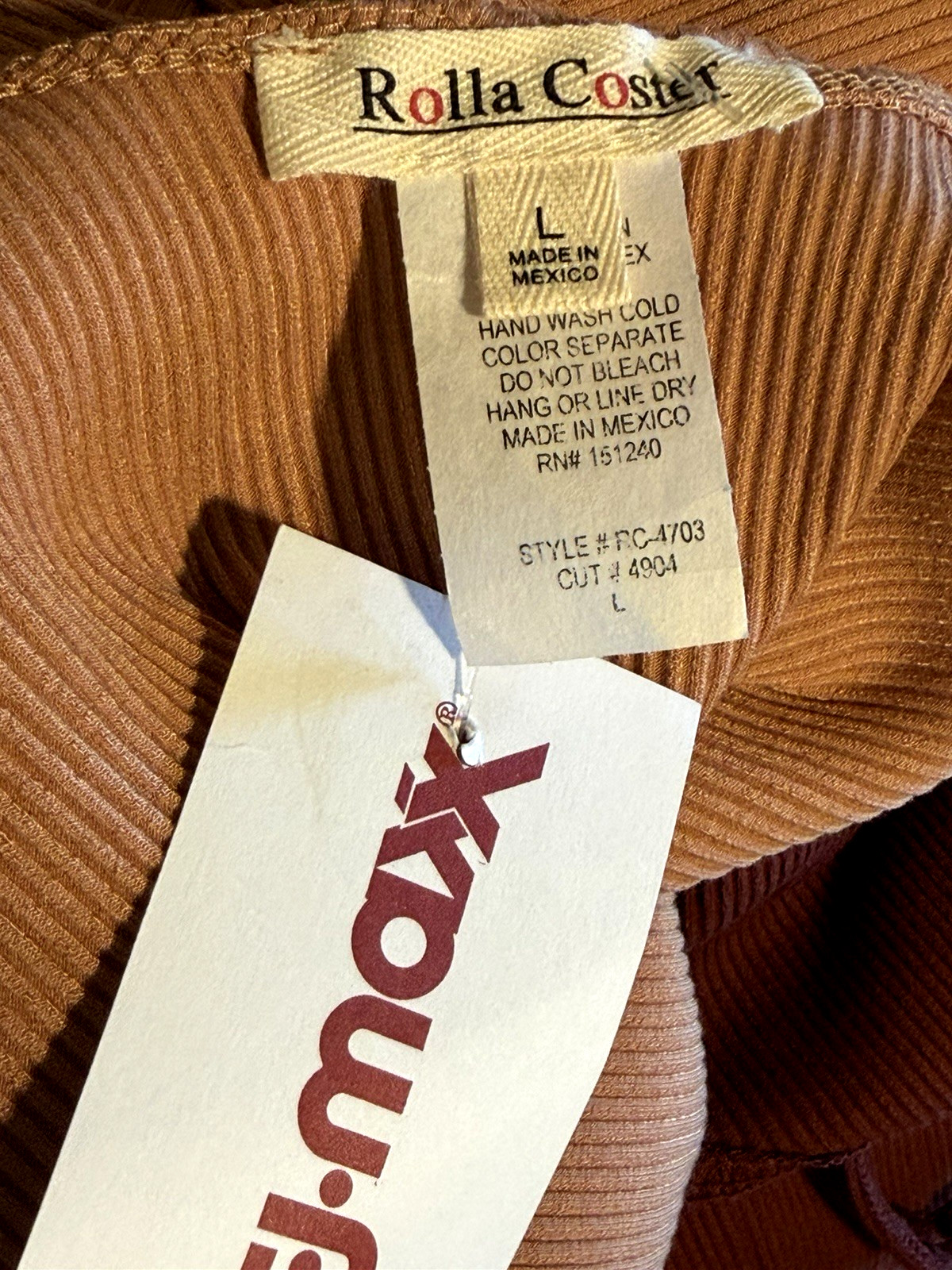 ROLLA COSTER CAMEL TAN RIBBED RAYON BODYCON WIGGLE DRESS SZ L