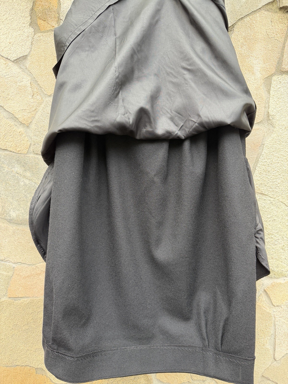 Jesire Red 100% Wool Bubble Cocoon Dress UK 8 Pleated Bib Pockets Lined
