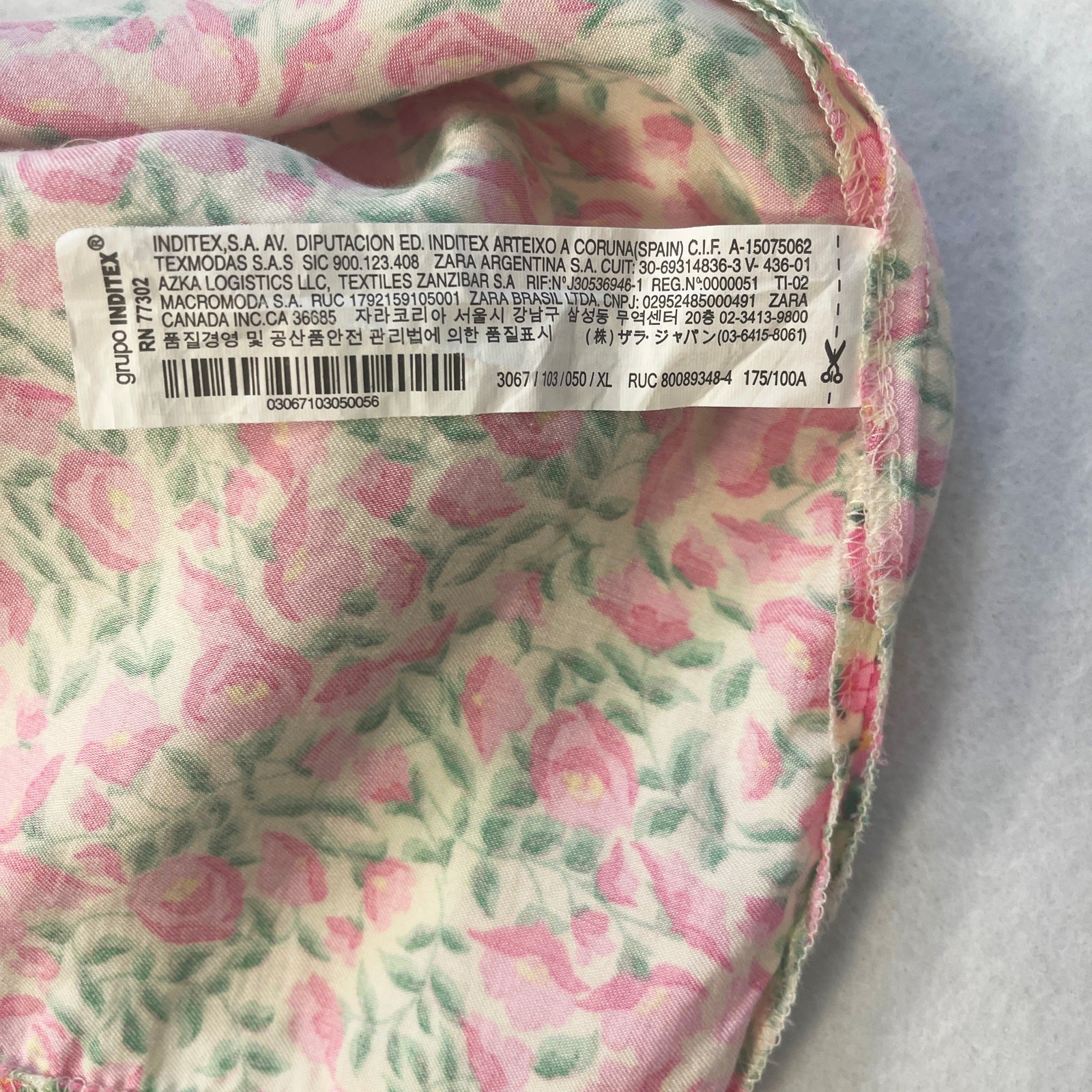 Zara Floral Open Back Mini Dress Pink Green 100% Viscose Tie Back Size XL