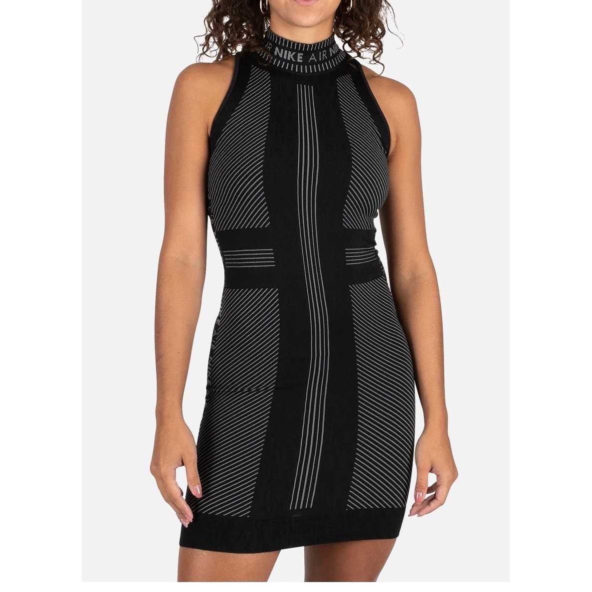 Nike Air Bodycon Dress Seamless Sporty Athletic Mock Neck CU5411-010 Large