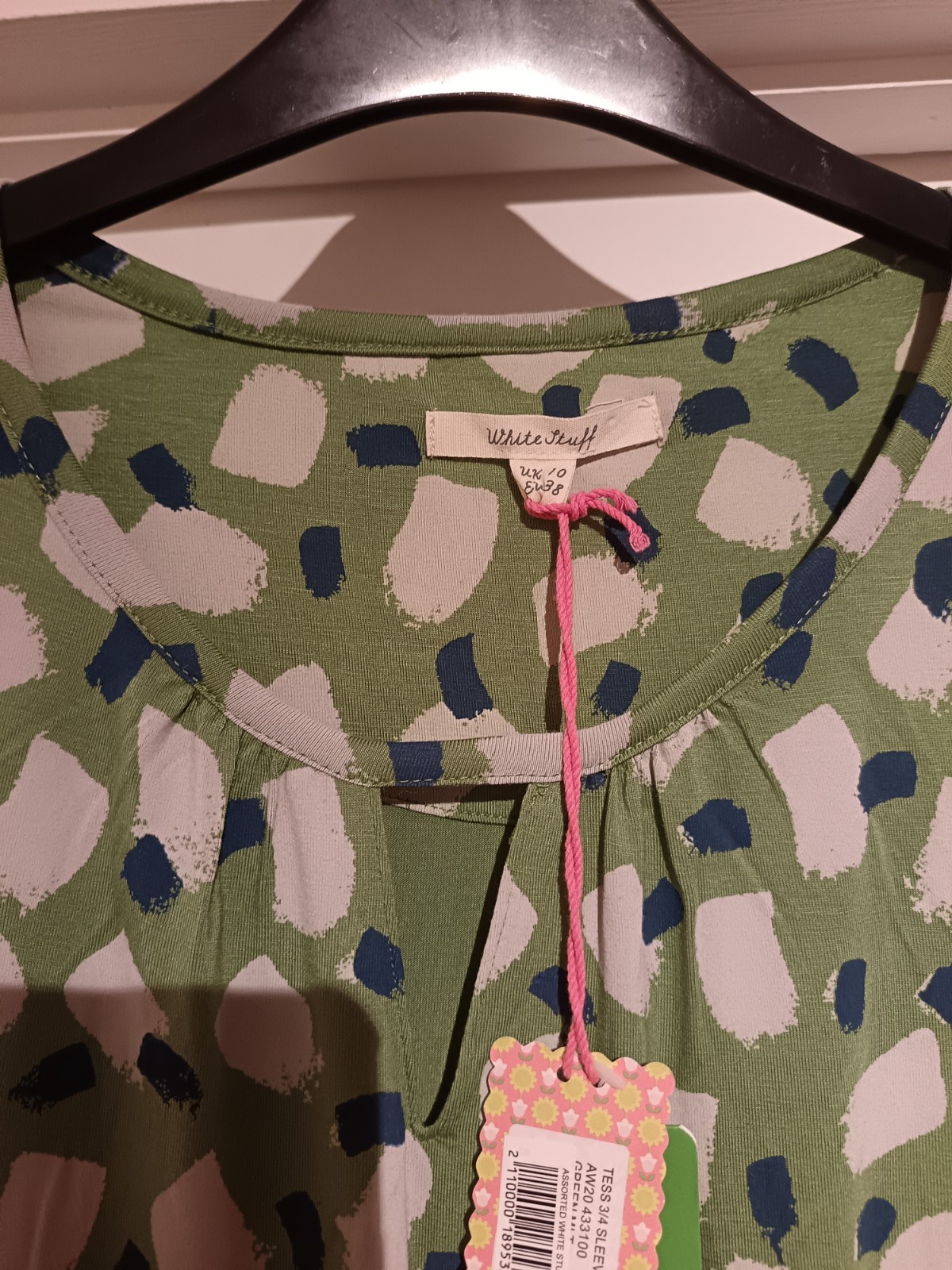 White stuff green tess 3/4 sleeve midi dress UK 10