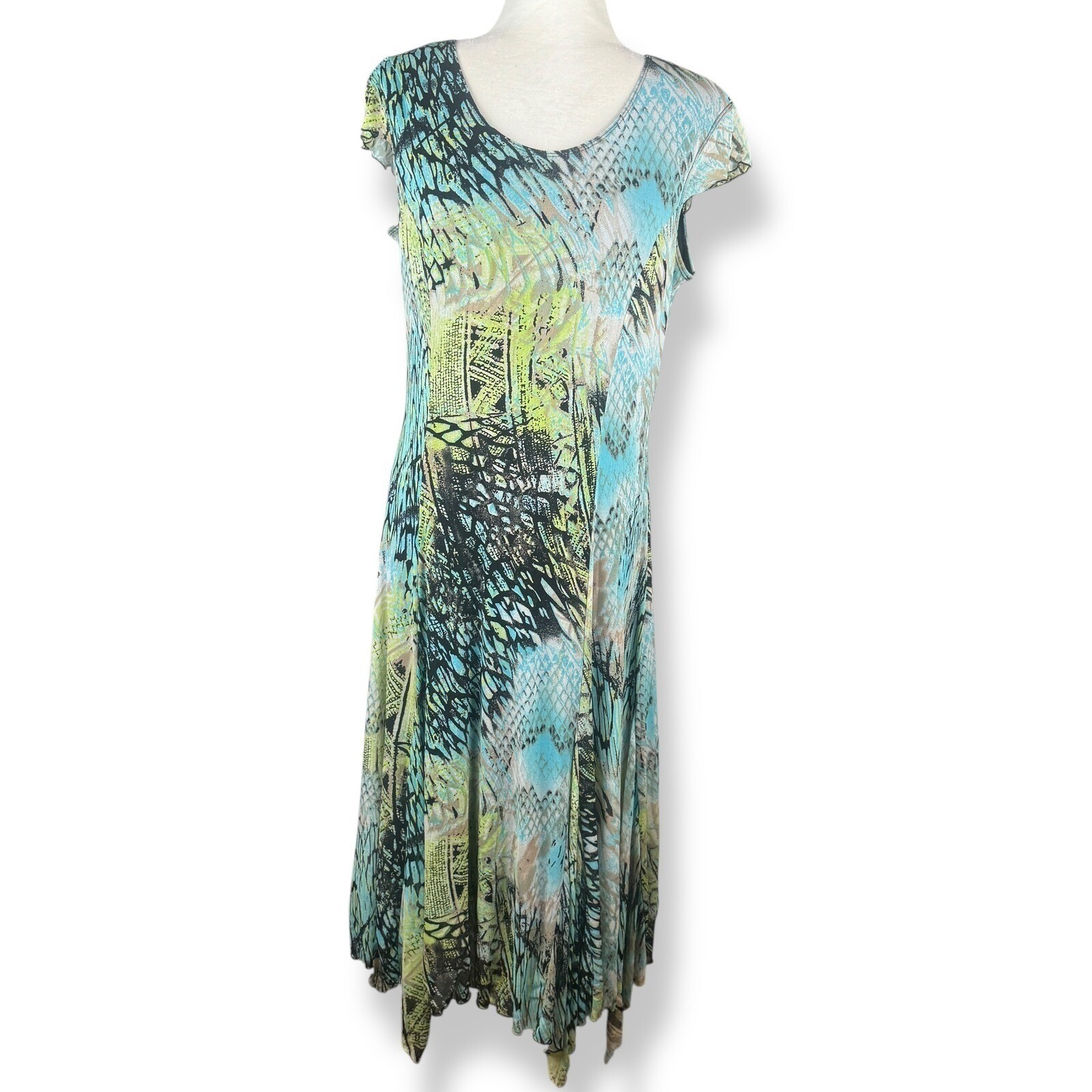 Picadilly Fashions Dress & Matching Jacket Size Large Abstract Artsy Boho Indie