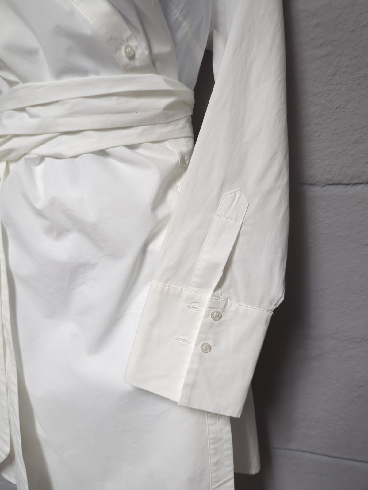 Intermix Wrap Shirt Dress Size L White Cotton Poplin Cuffed Long Sleeves