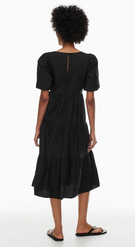 Little Moon Black Puff Sleeve Cenote Poplin Dress