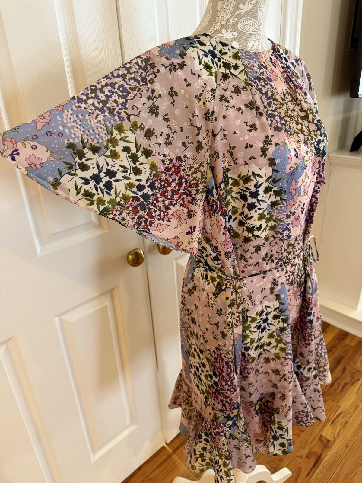 Ted Baker Lalu Urban Printed Fluted Hem Mini Dress Pink Floral Size 5 Size 12 XL