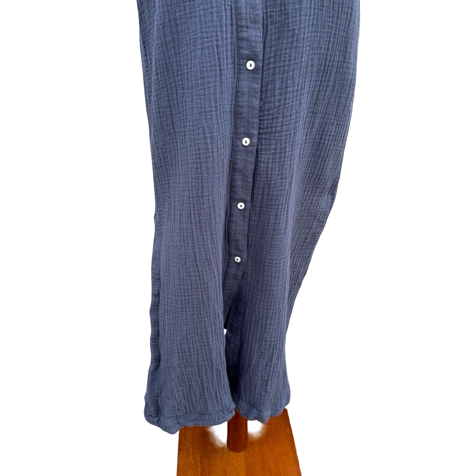 MOD REF Lagenlook Minimalist Double Gauze Cotton Coastal Maxi Shirt Dress M