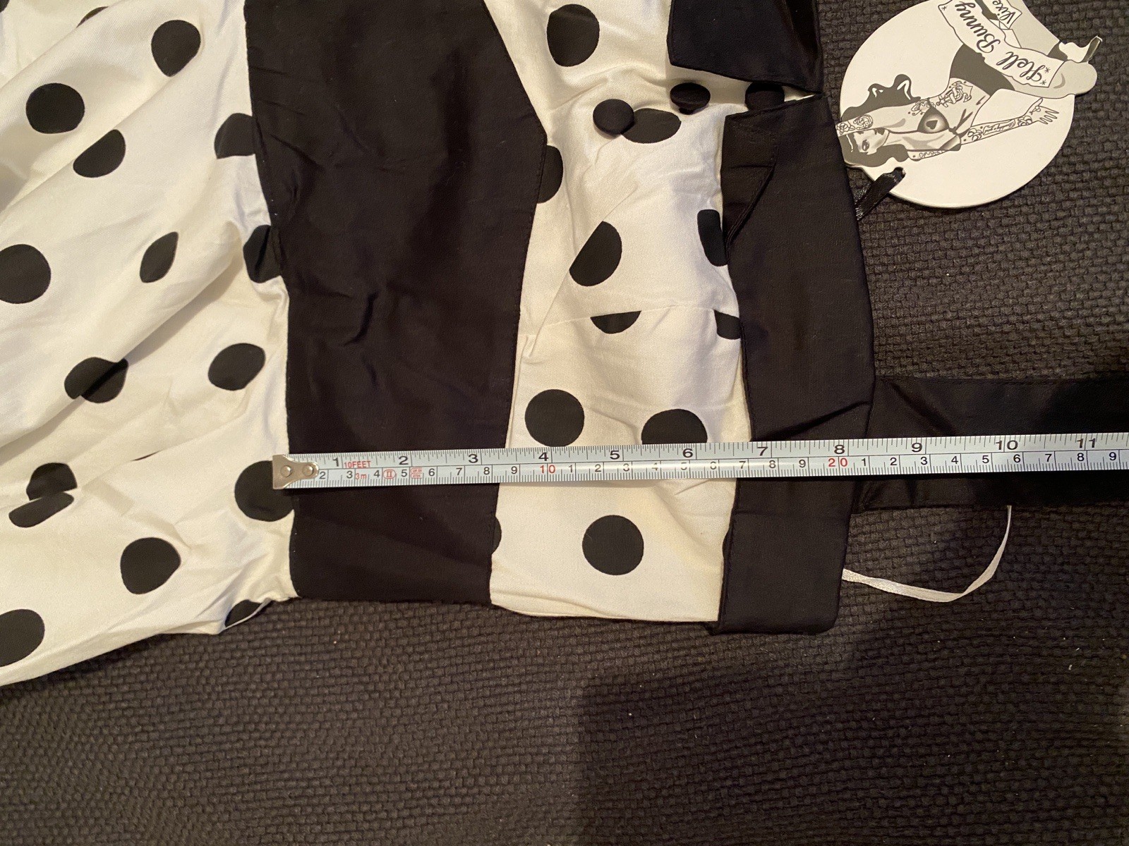 Hell Bunny Off White Black Spotty Cotton 50s Style Dress Size XS Midi