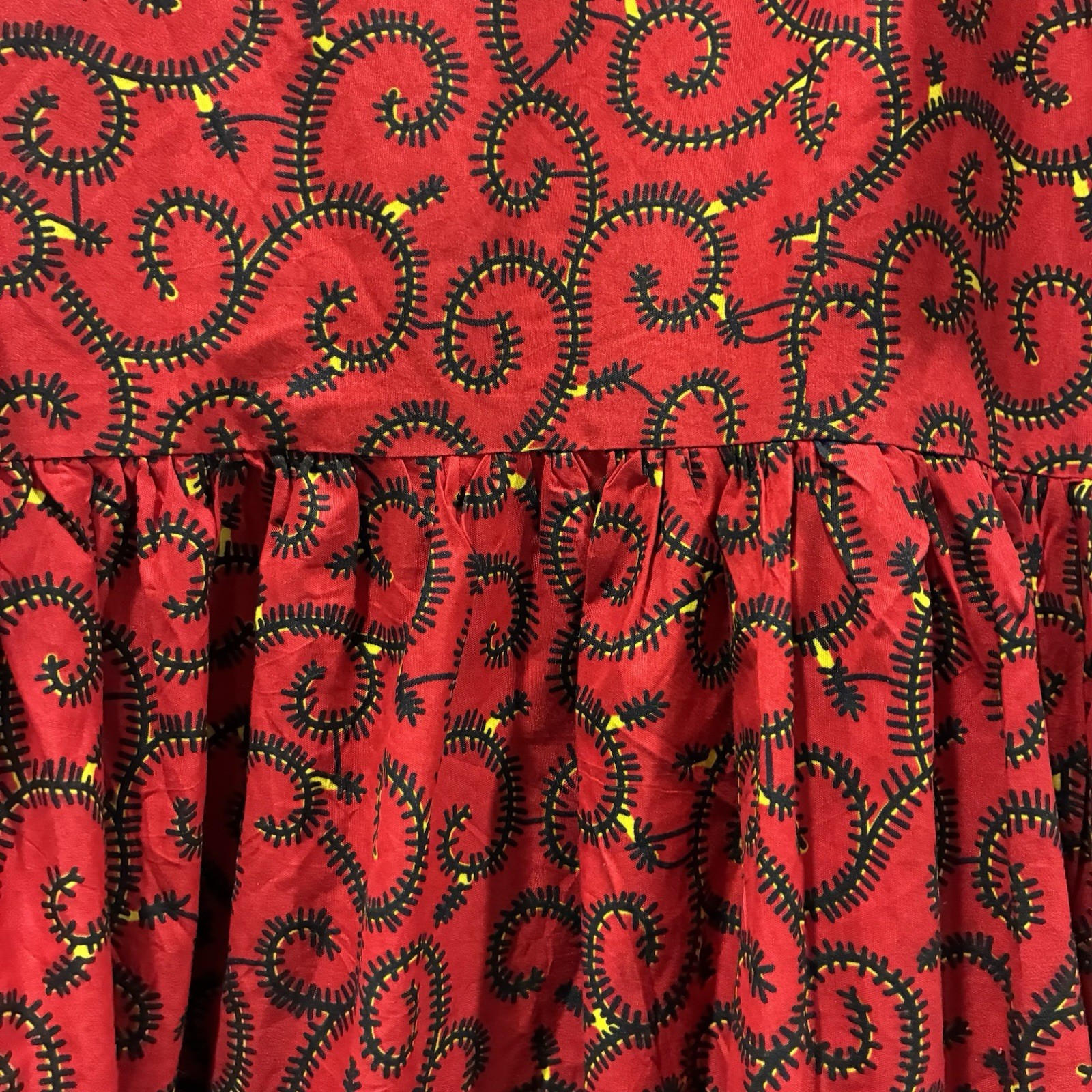 Handmade Ankara African Wax Print Formal Ocassion Dress Red Flutter Sleeve XL