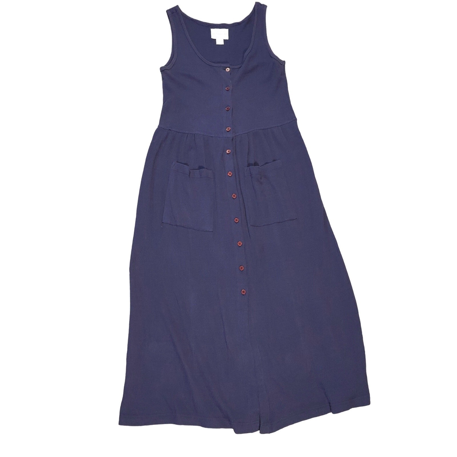 Rosemary & Ivy 100% Cotton Waffle Stitch Tank Shirt Dress Dk Blue Women Size L
