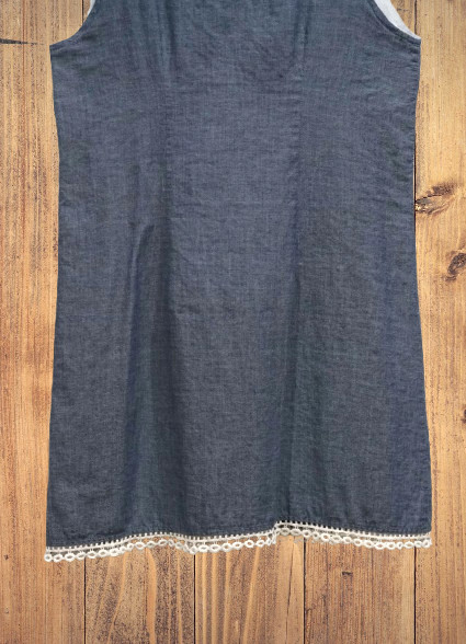 Mud Pie Chambray Crochet Trim Comfy Cotton Sleeveless Lined Dress Size Small