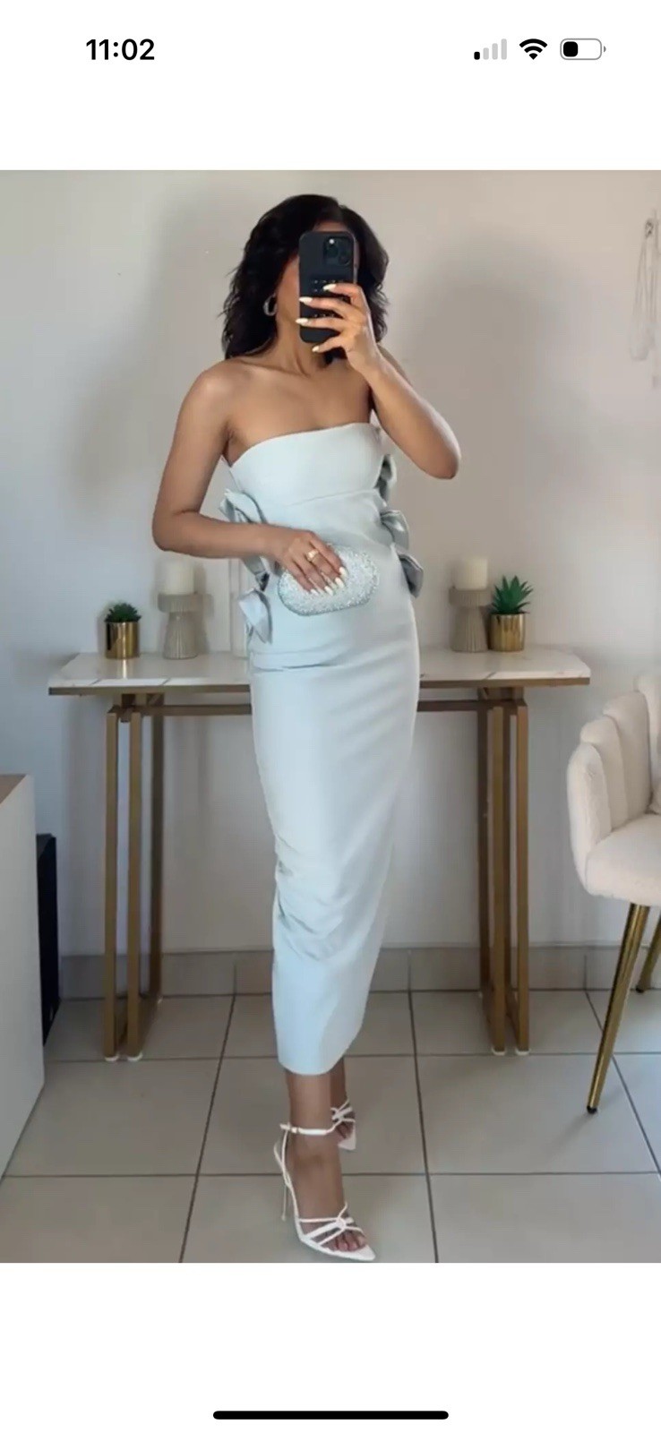 ZARA FW24 FITTED OFF-SHOULDER MIDI DRESS M SATIN BOWS SEA GREEN 4772/211 NWT