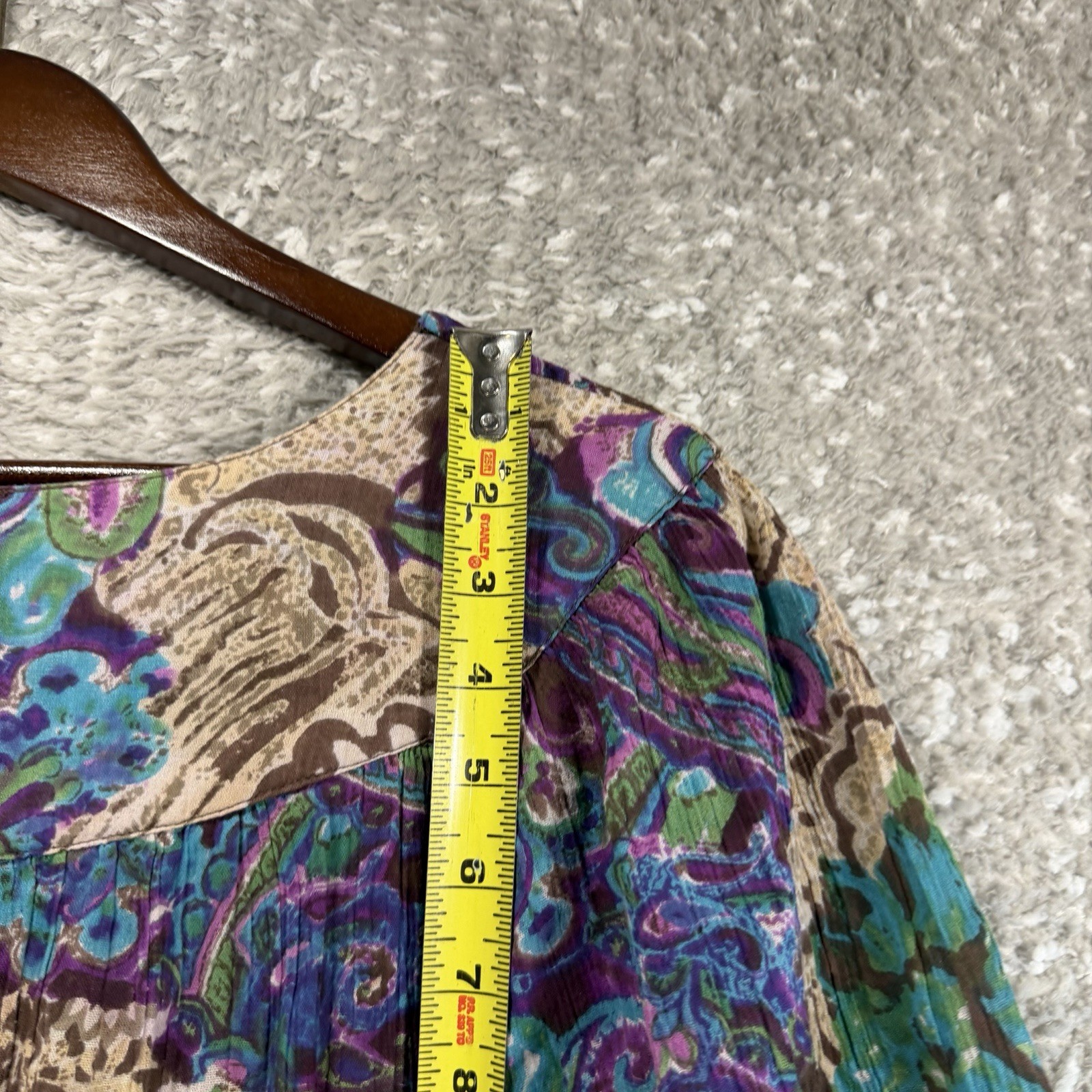 Sante Classics Kaftan Midi Dress Bohemian Peasant Artsy M Cotton Hawaiian VTG