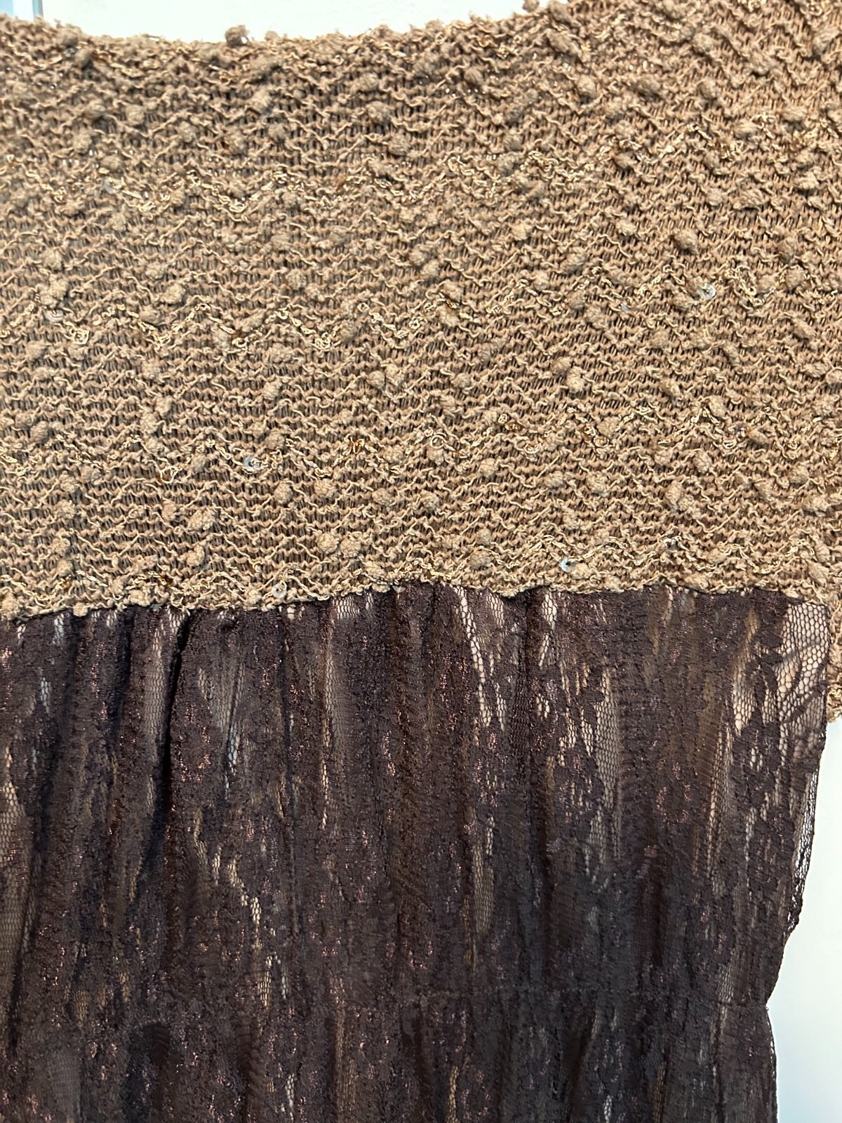 RYU Women’s Size S Small Boho Brown Lace overlay Lined Dress