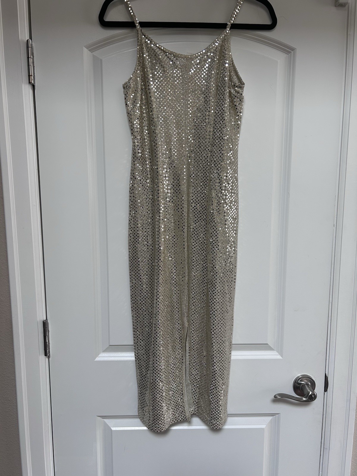 Sam Sheer Embroidered Glitter Slip Lined Cocktail Midi Dress Women Sz S Formal