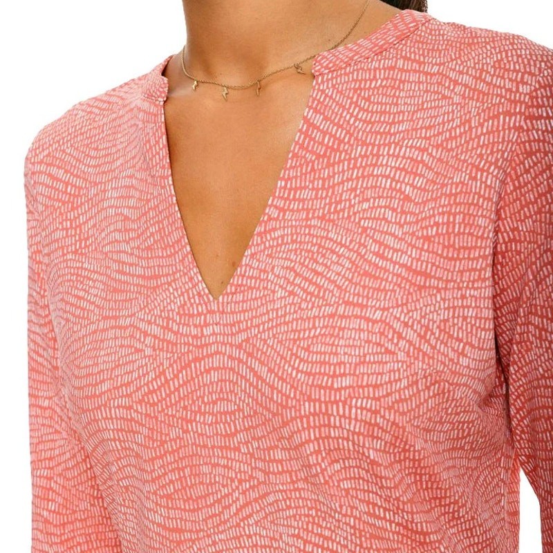 Southern Tide NEW Carley Wave Print UPF Performance Dress Faded Brick Womens XL