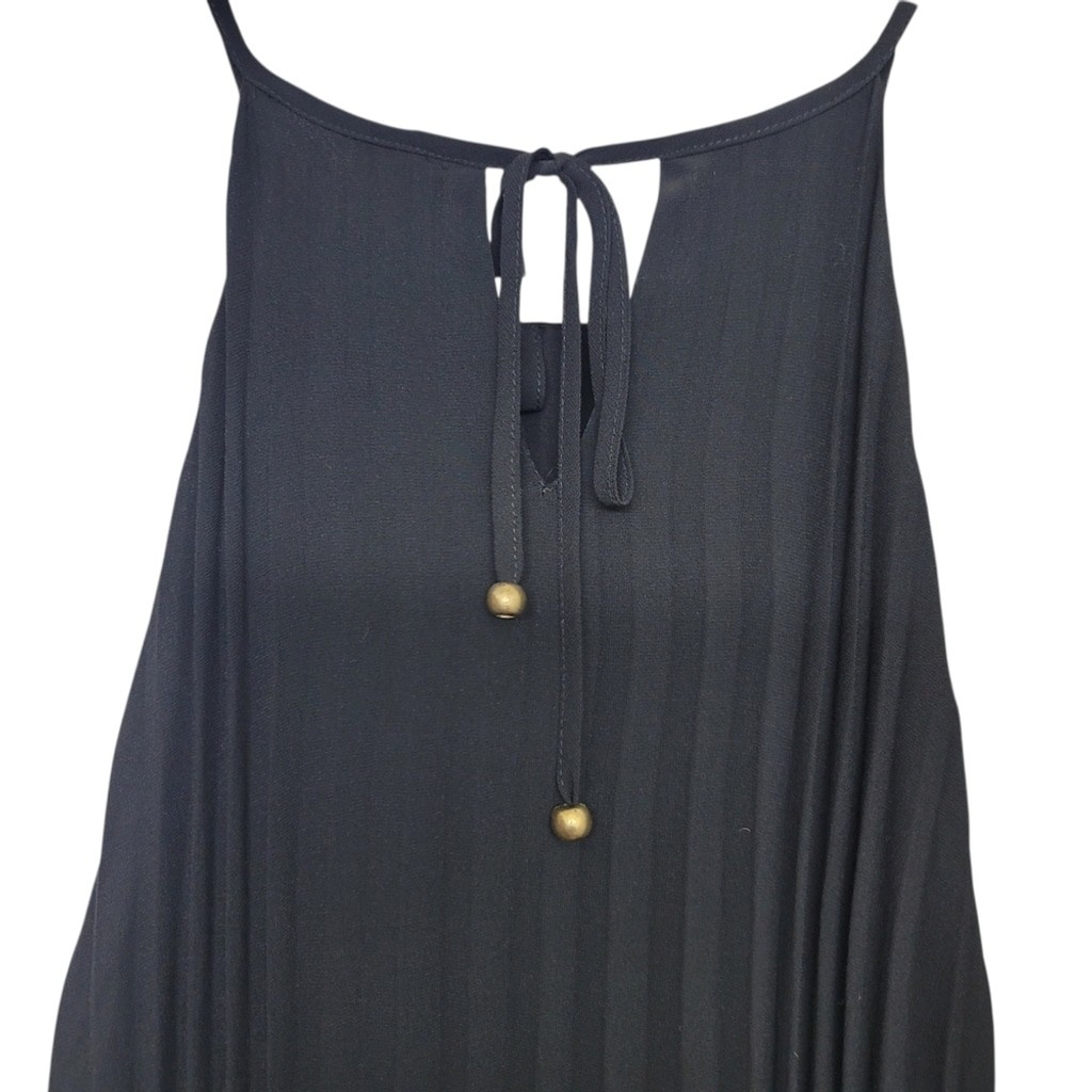 EUC Line & Dot Black Pleated Maxi Dress