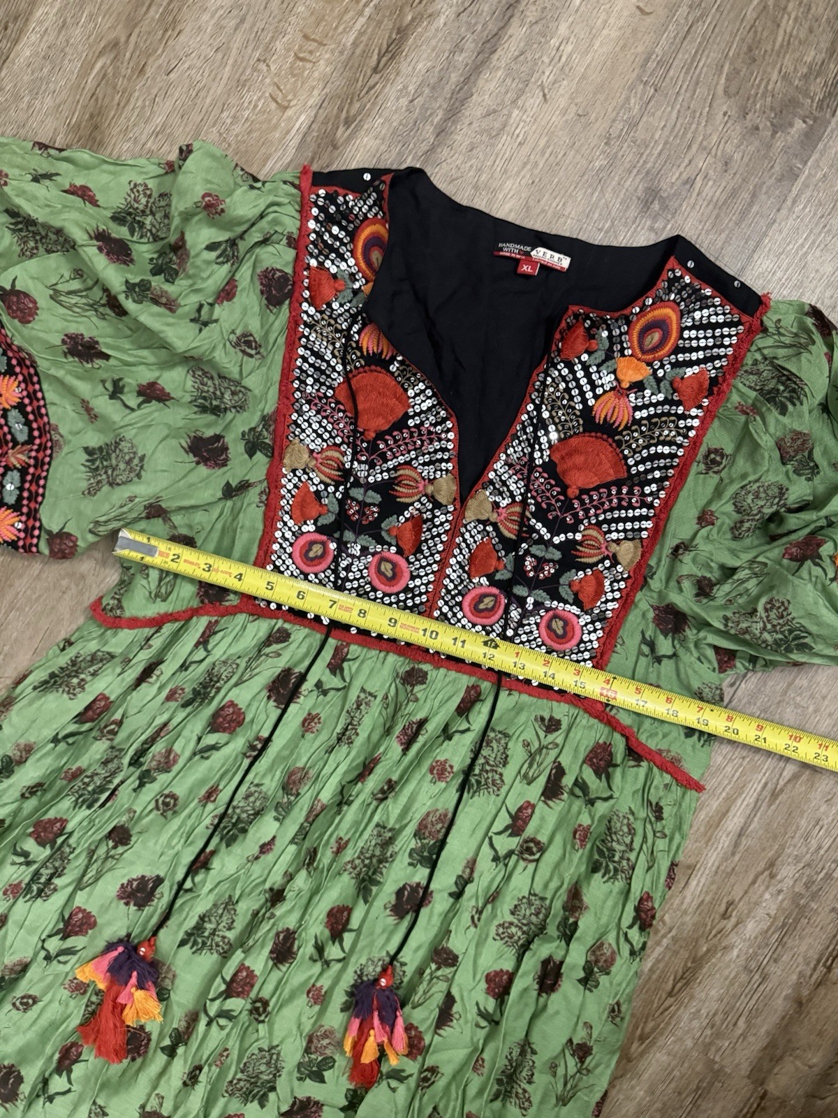 Verb By Pallavi Singhee XL Basil Embroidered Maxi Dress Green