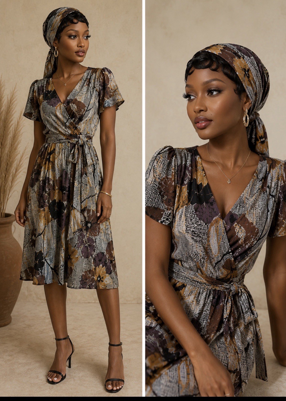 Maeve Anthropologie 100% Silk Surplice Belted Floral Midi Dress Petite 2 V Neck