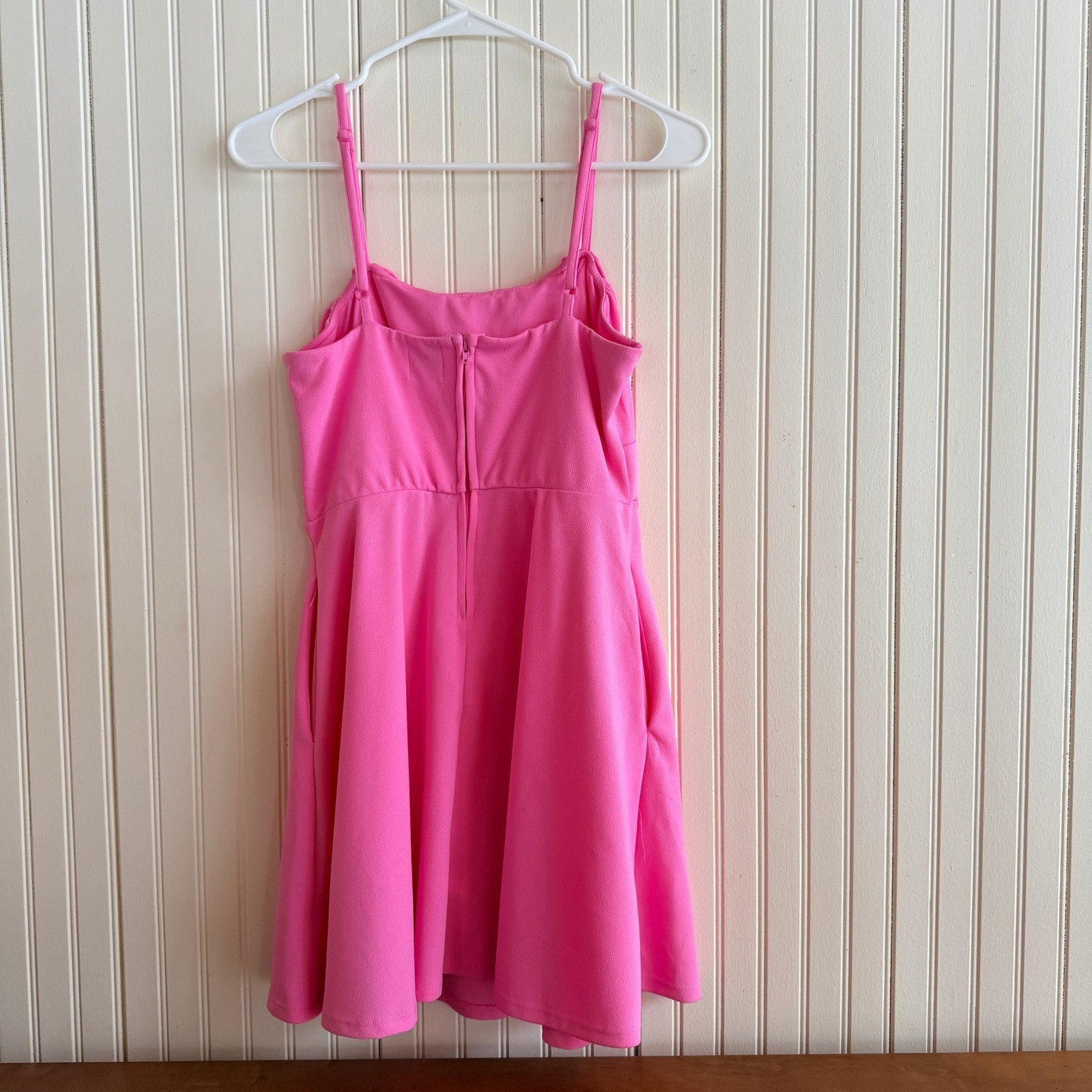 Blue Rain Pink Spaghetti Strap Ruched Bodice A Line Mini Dress Size M
