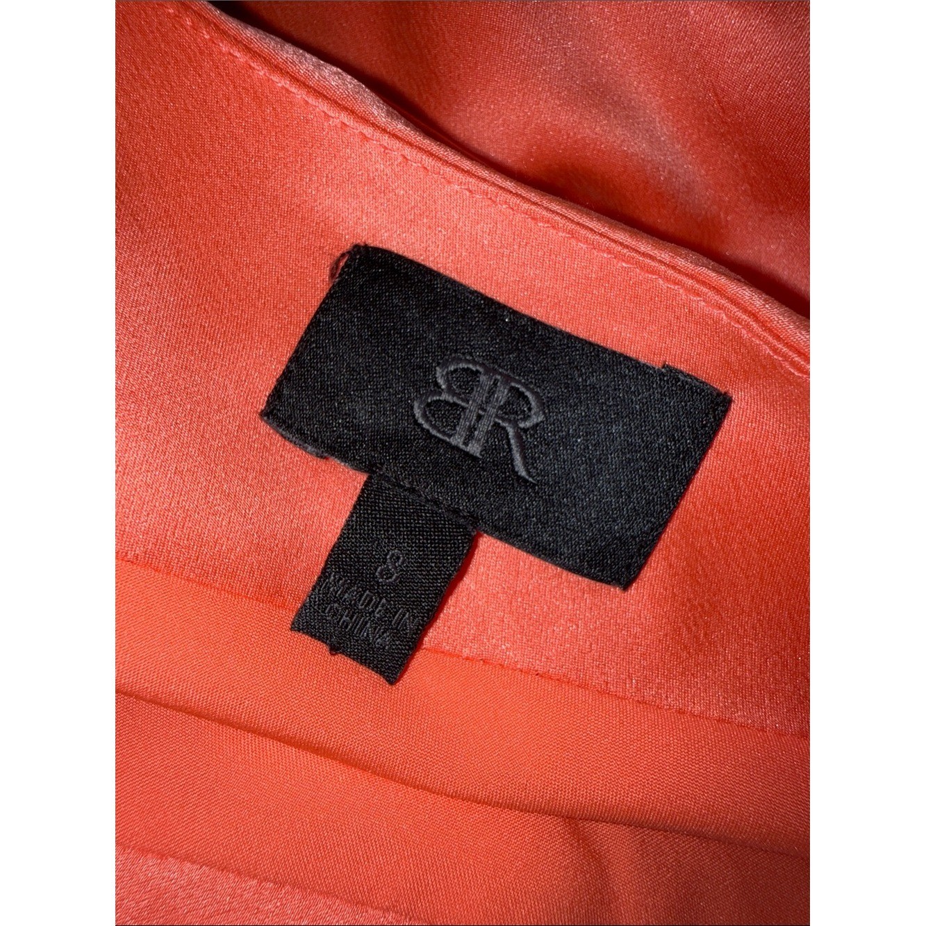 BR Monogram Silk One Shoulder Dress Neon Coral Volt Size 8