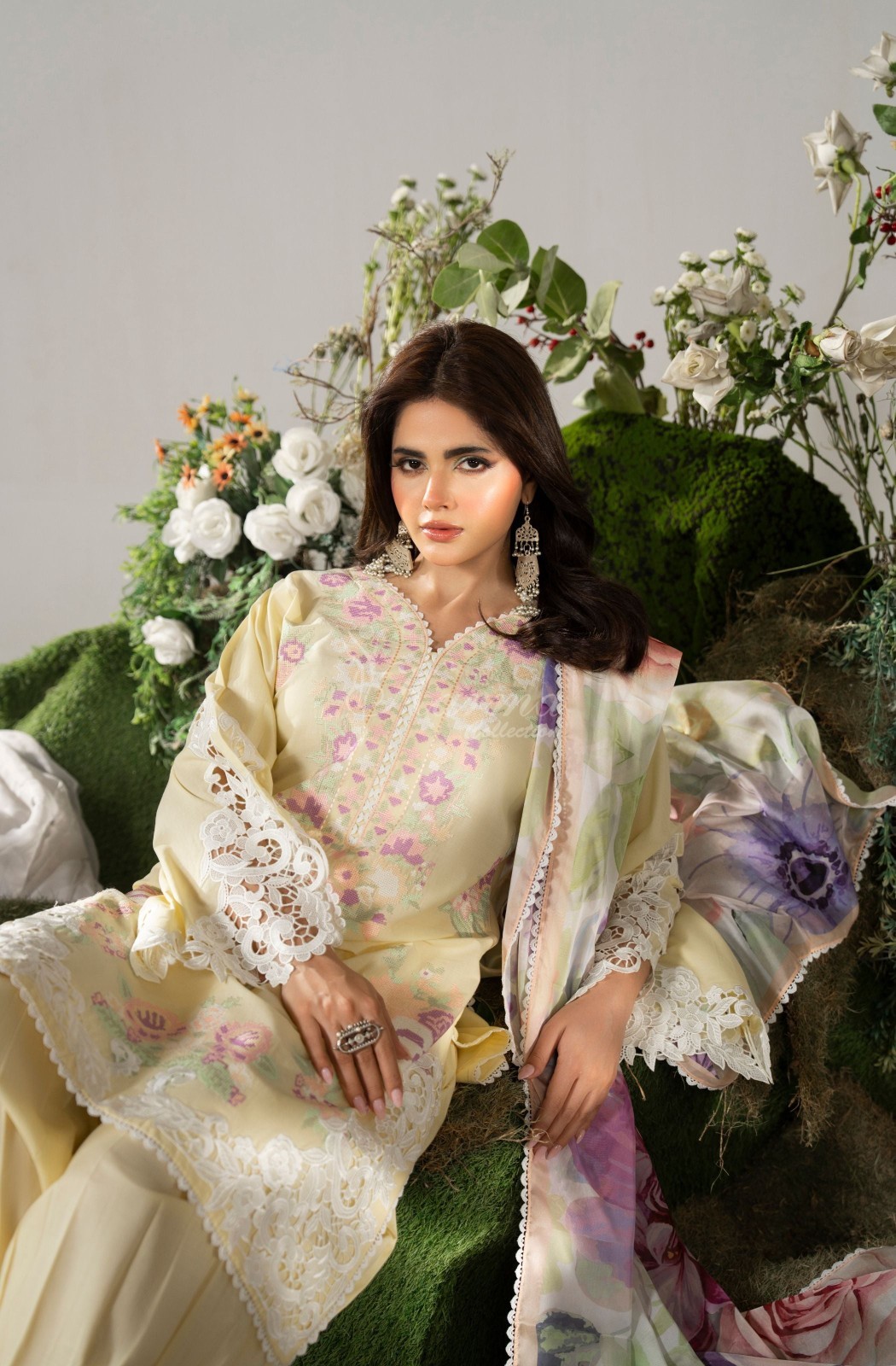 Karma Collection 3 Piece Stitched Embroidery Suit – KC-1586-Creamy Yellow