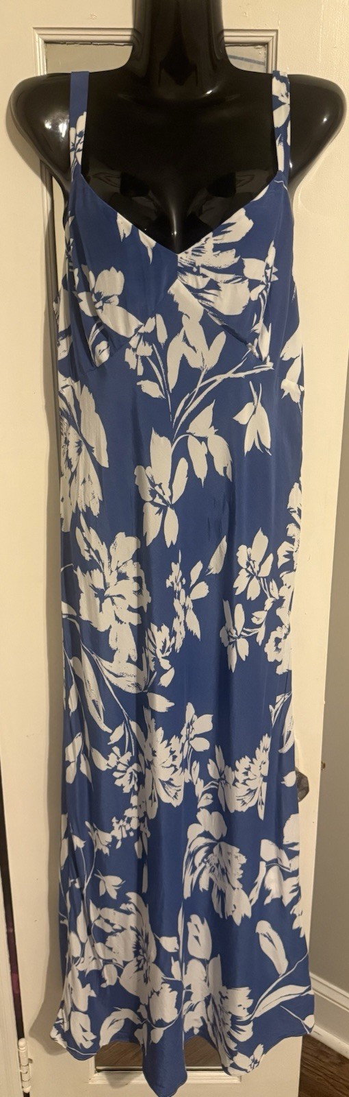 Madewell Periwinkle Blue White Calla Lily Floral Side Slit Maxi Dress 14
