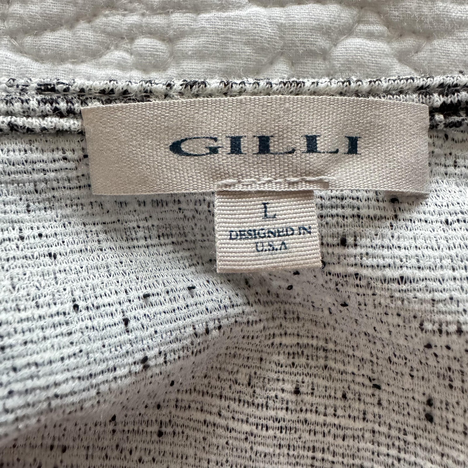 Gilli Dress Womens Large Gray Wrap 3/4 Sleeve Ruffle Hem Knee Length Old Money