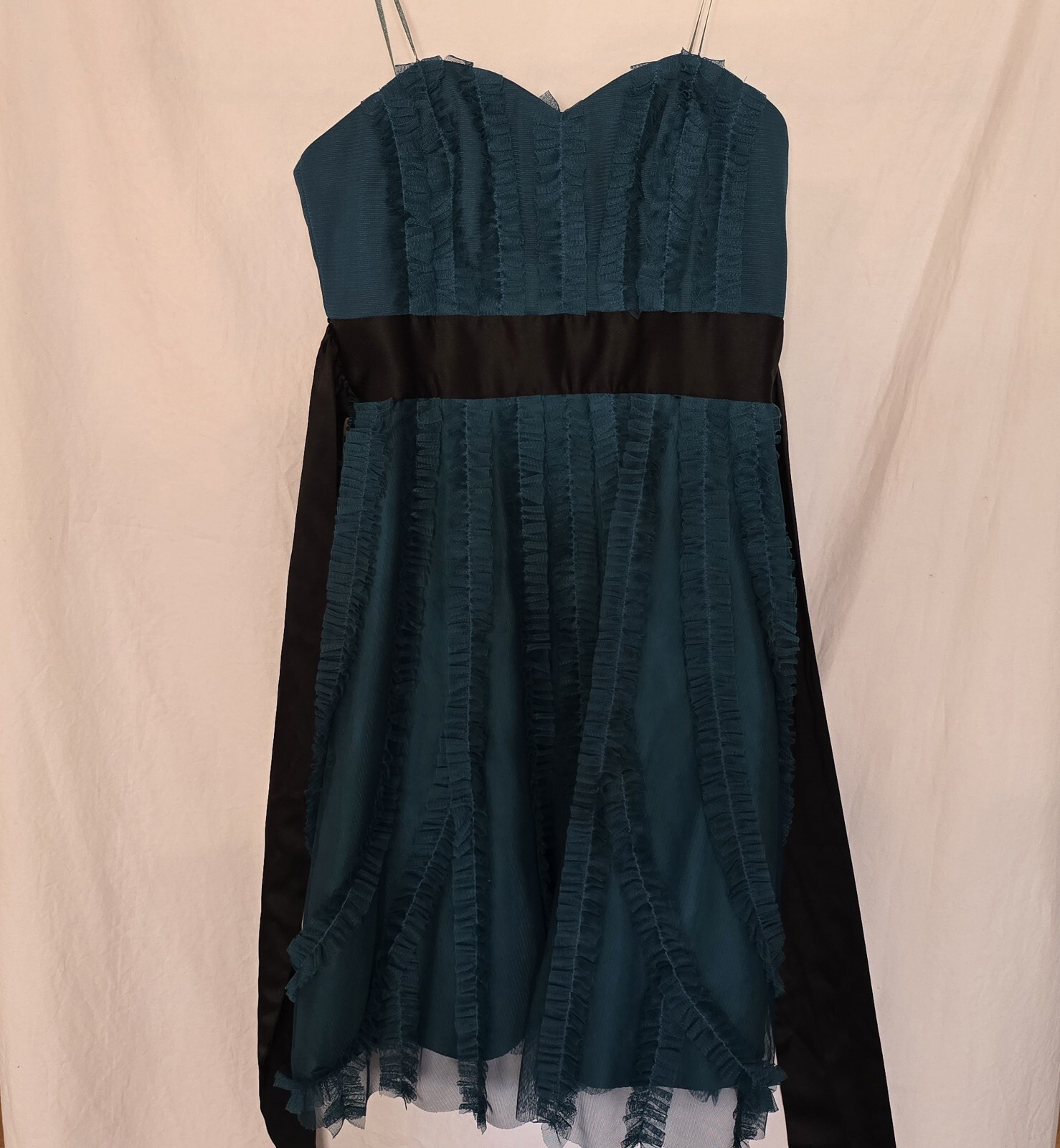 Max & Cleo Dark Jade Sophia Strapless Sweetheart Dress Size 2 Ruffle Tulle
