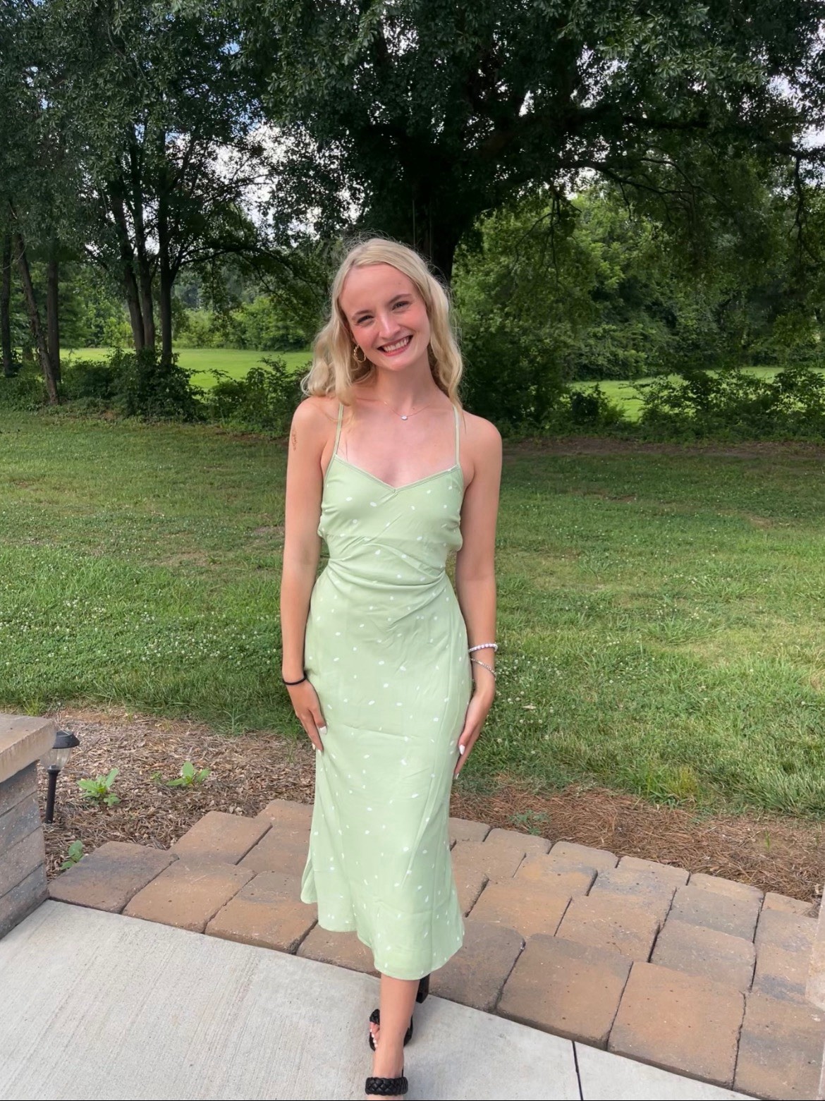 Women’s Green Midi Slip Dress S Sleeveless Strappy Open Back. Princess Polly
