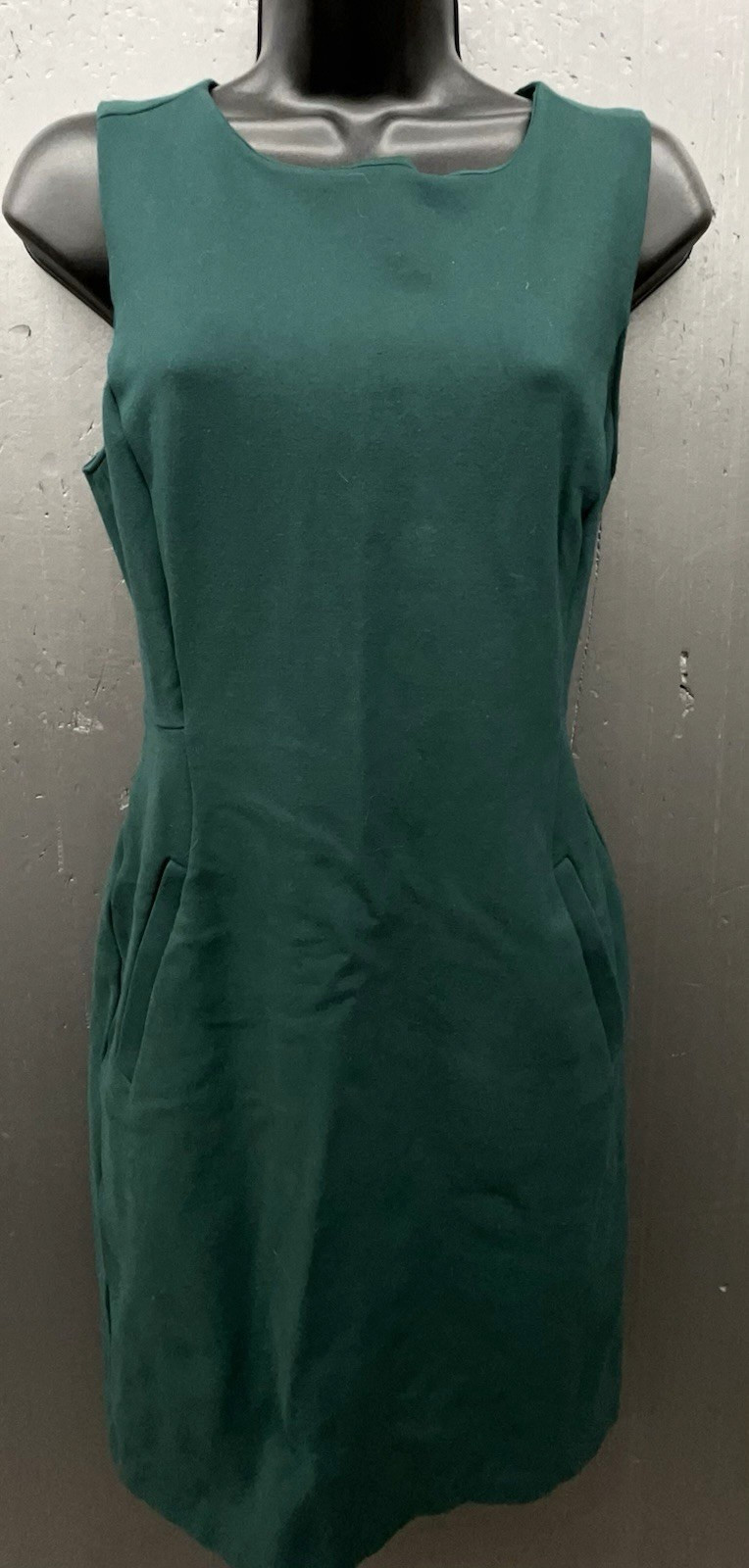 Lands End Dress 6P Green Sleeveless Pockets Stretch Preppy Classic Dark Fairy
