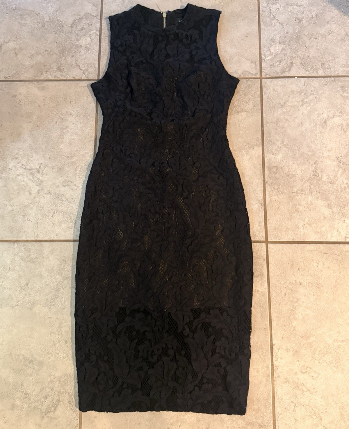 Marciano Women’s Black Floral Lace Sheath Dress Knee Length Sleeveless M