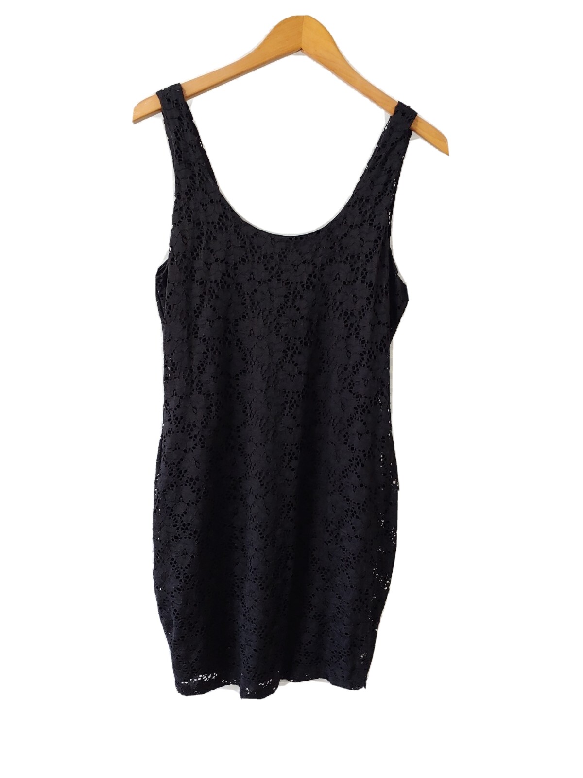 Ambiance Apparel Dress L Womens Knit Lined Sheath Black Mini Sleeveless