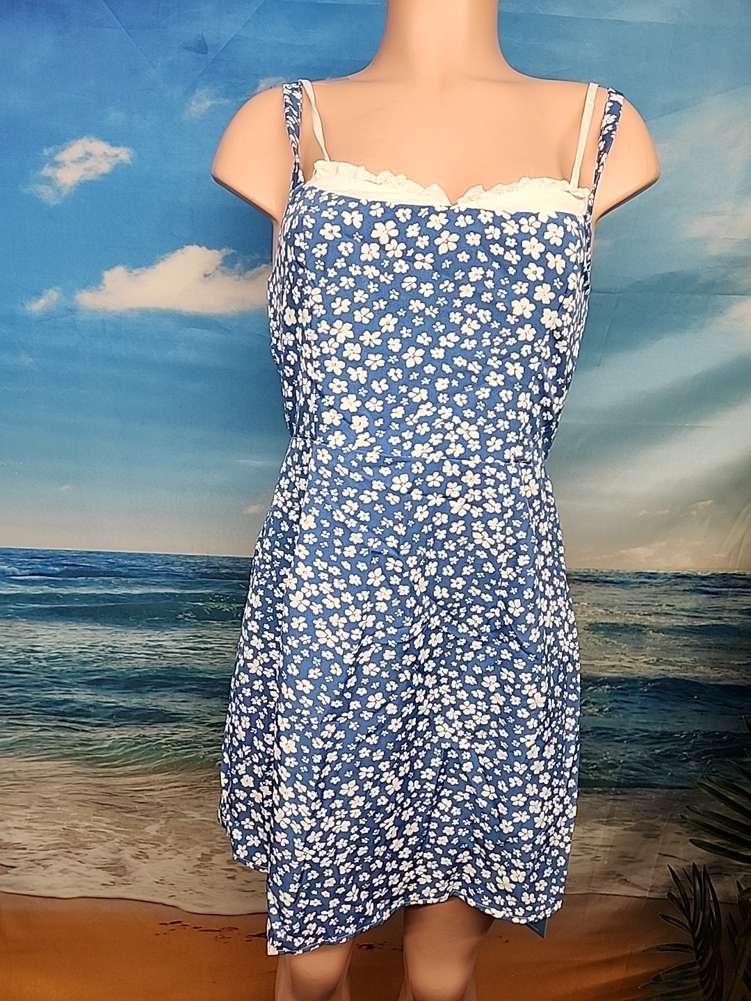New Cupshe Women’s Blue White Floral Dress Size Small