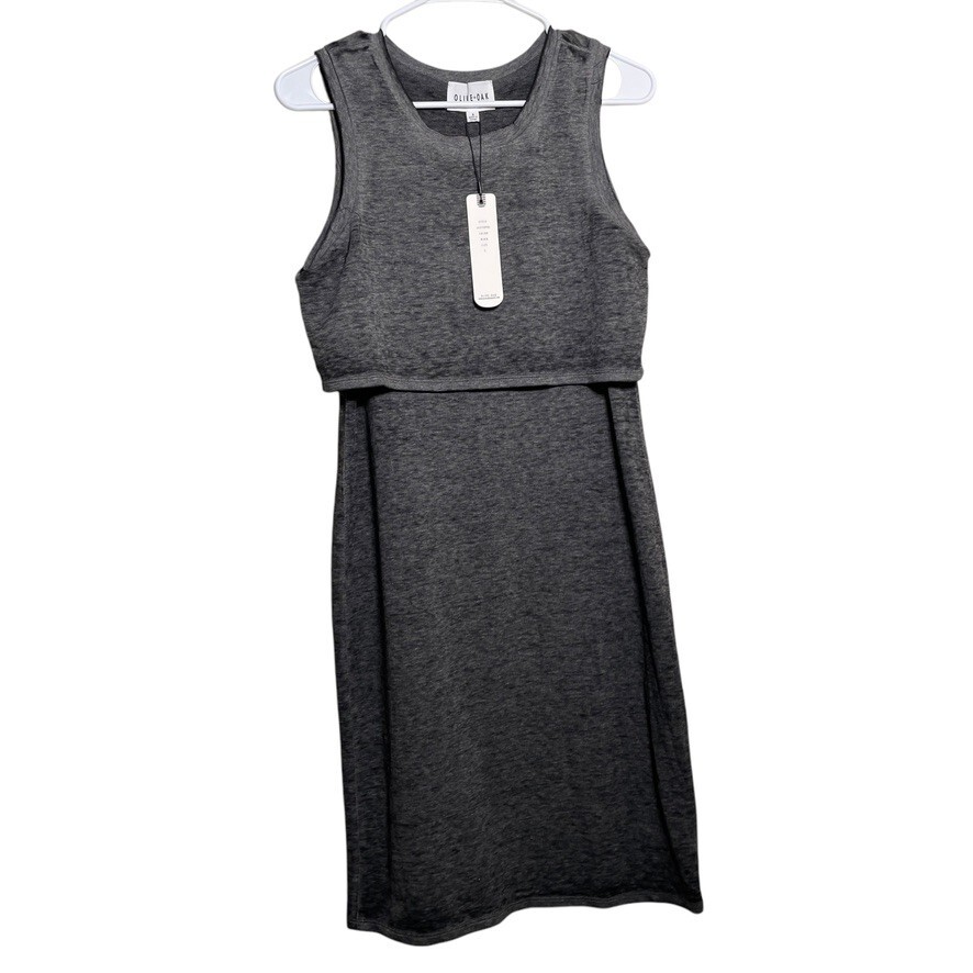 Olive & Oak Dress Women’s Small Gray Layered Sleeveless Mini Shift Tank Top NWT
