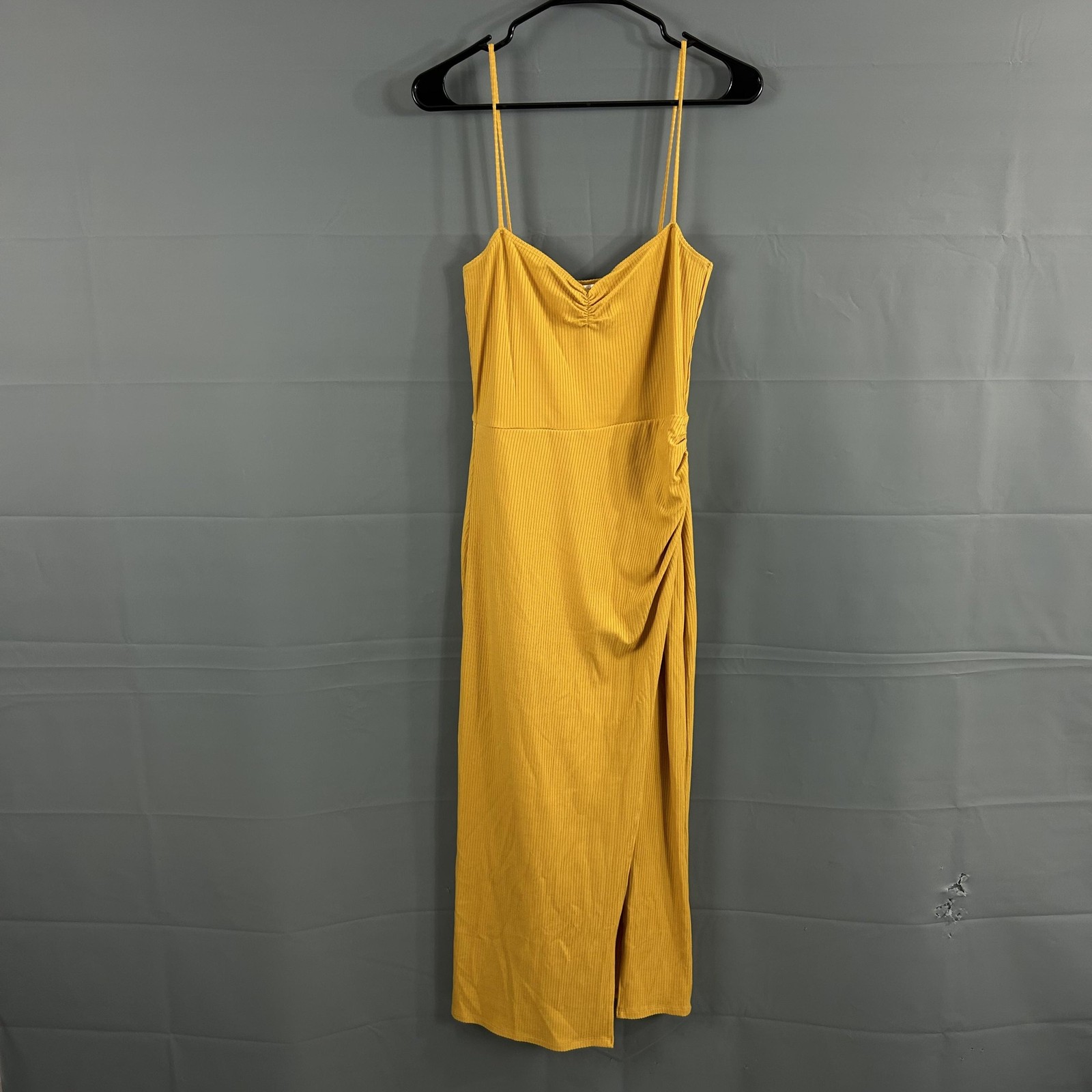 Reformation Dress Medium Formosa Ribbed Knit Midi Yellow Bodycon Summer Chic