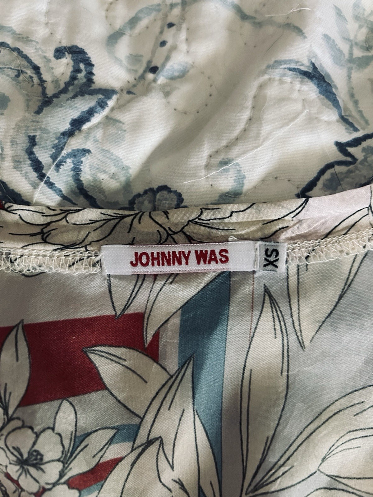 Johnny Was XS Silk Woven Floral Multicolor V-Neck Cap Sleeve Midi A-Line Dress