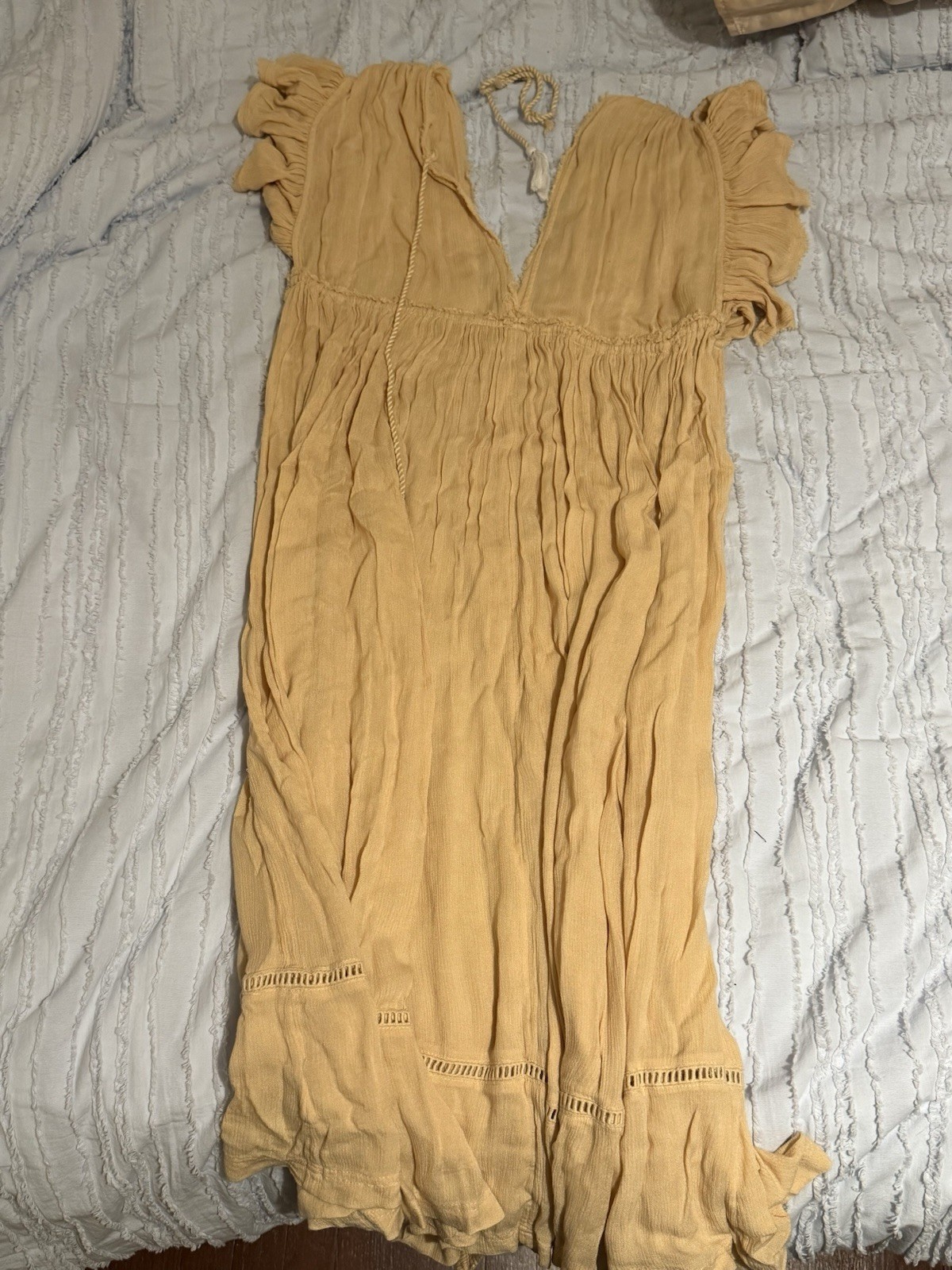 Free People Bali Will Wait S Midi Dress Yellow Flowy Boho Cottage