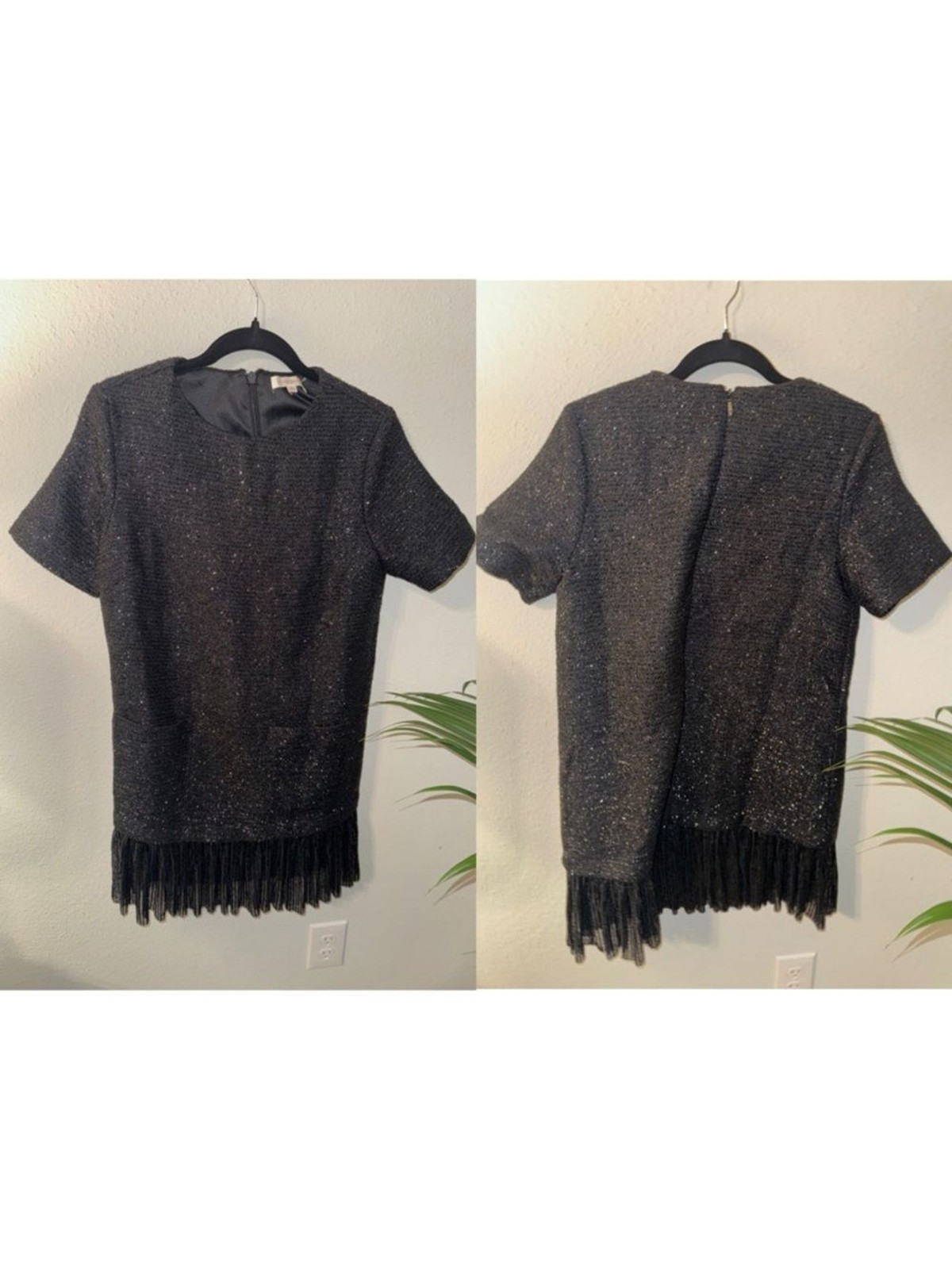 Flying Tomato Black Sparkle Fringe Midi Dress