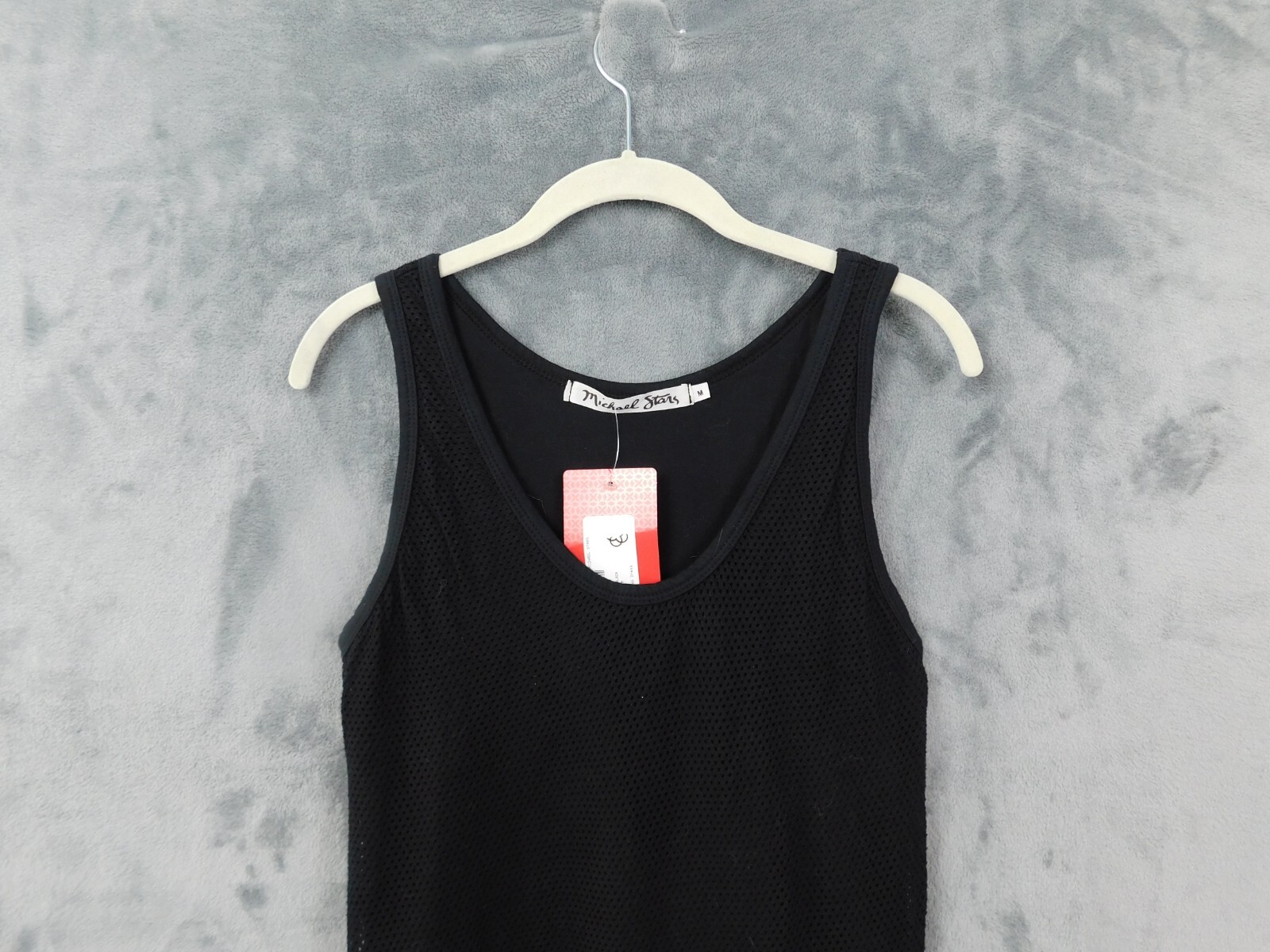 Michael Stars Dress Womens Medium Black Mesh Midi Capule Evereve Body Con