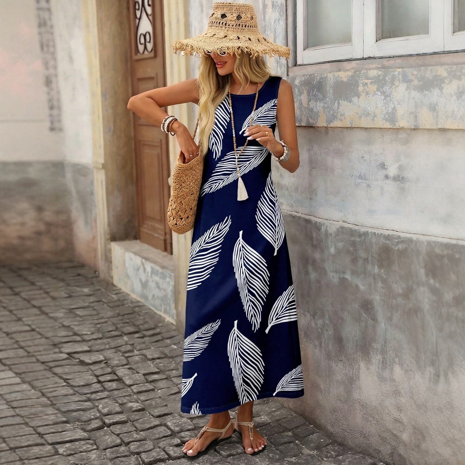 Summer Sleeveless Printed Loose-fitting Dress
