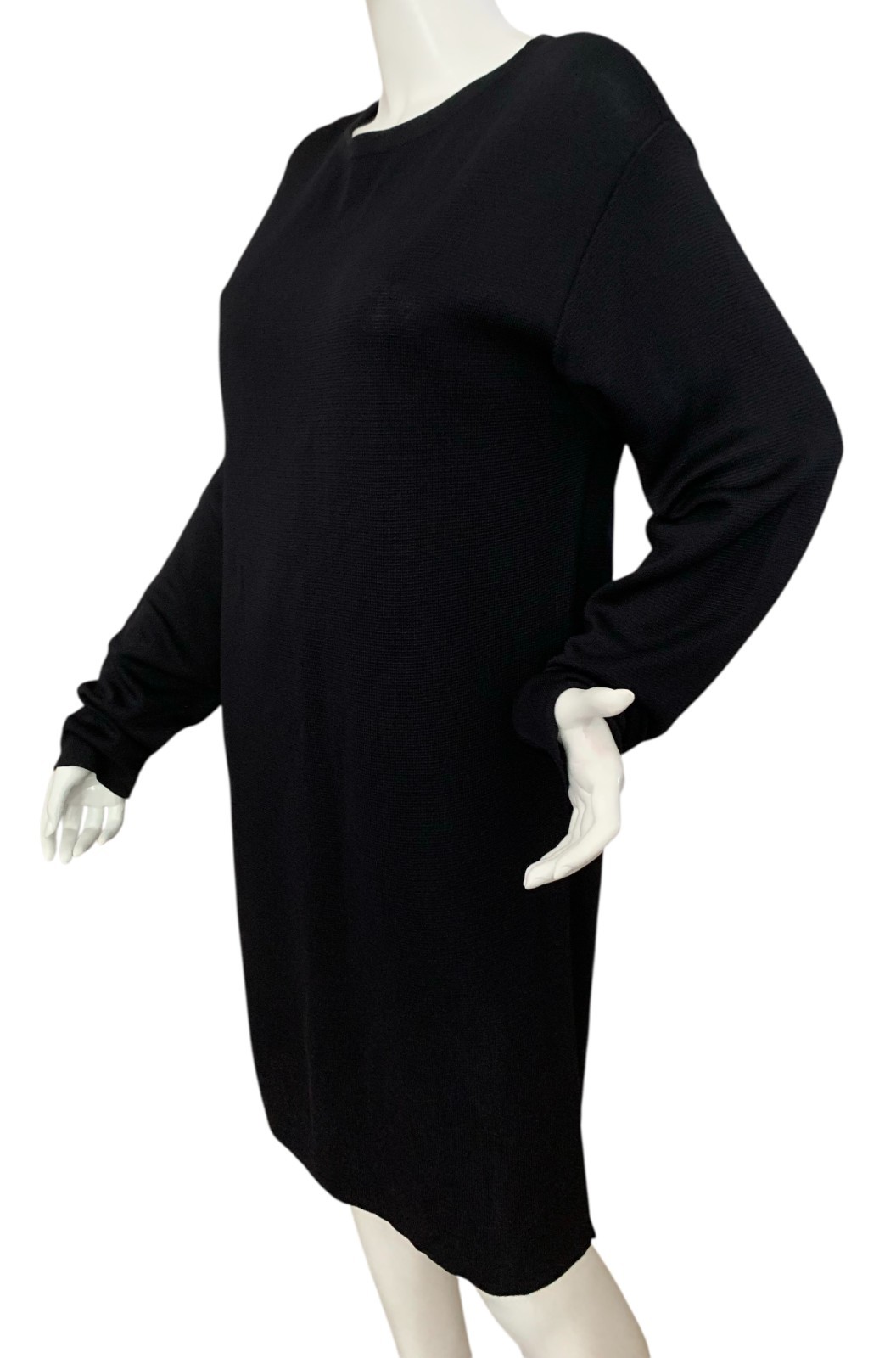 {LIZ CLAIBORNE } Dress Navy Blue Shift Knit Fabric Semi Sheer Stretch ~L