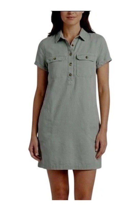 Vineyard Vines Utility Shirt Dress Womens 0 Army Green Twill Casual