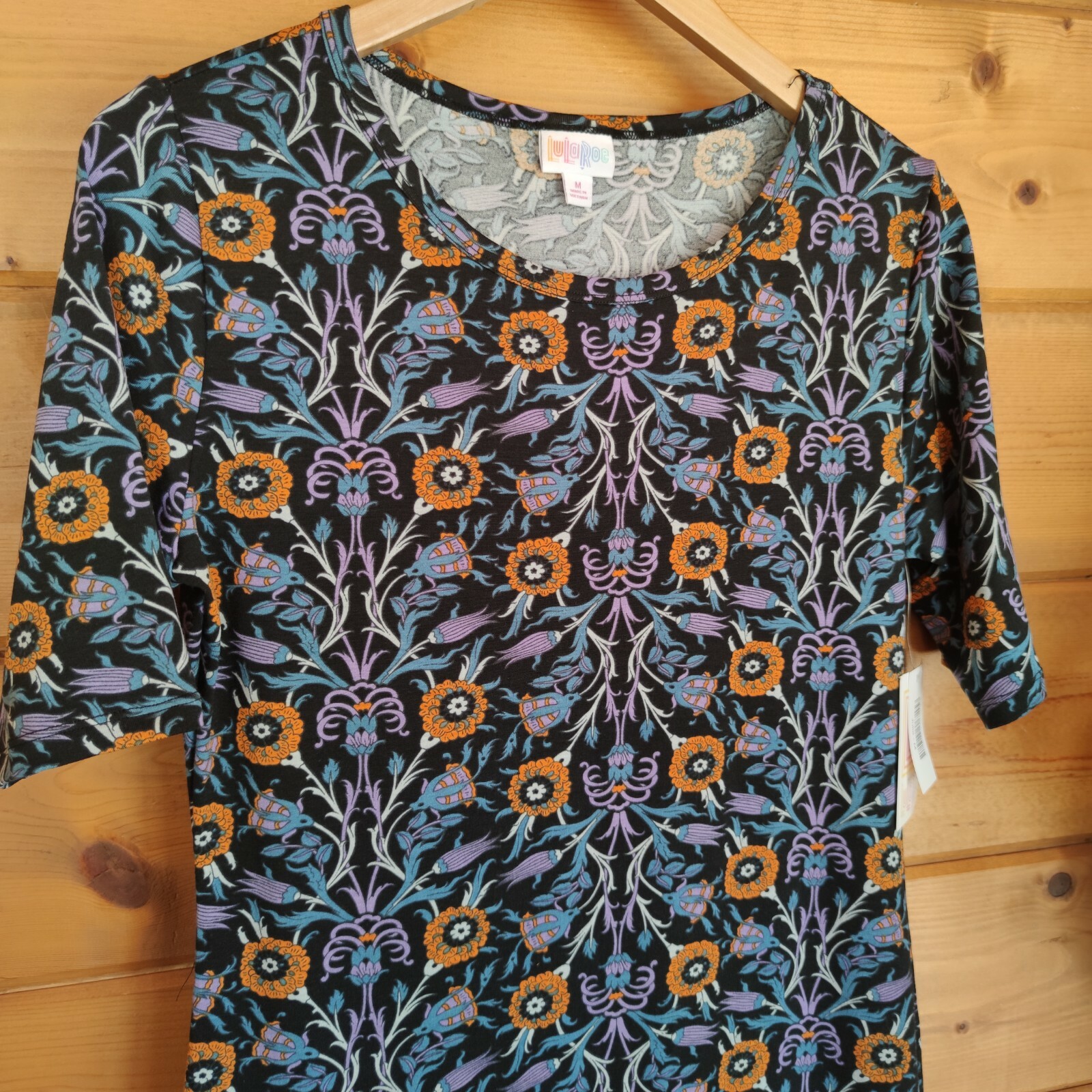 Lularoe NWT Julia Body Con Form Fitting Stretch Dress Floral Geo Knee Sz Medium