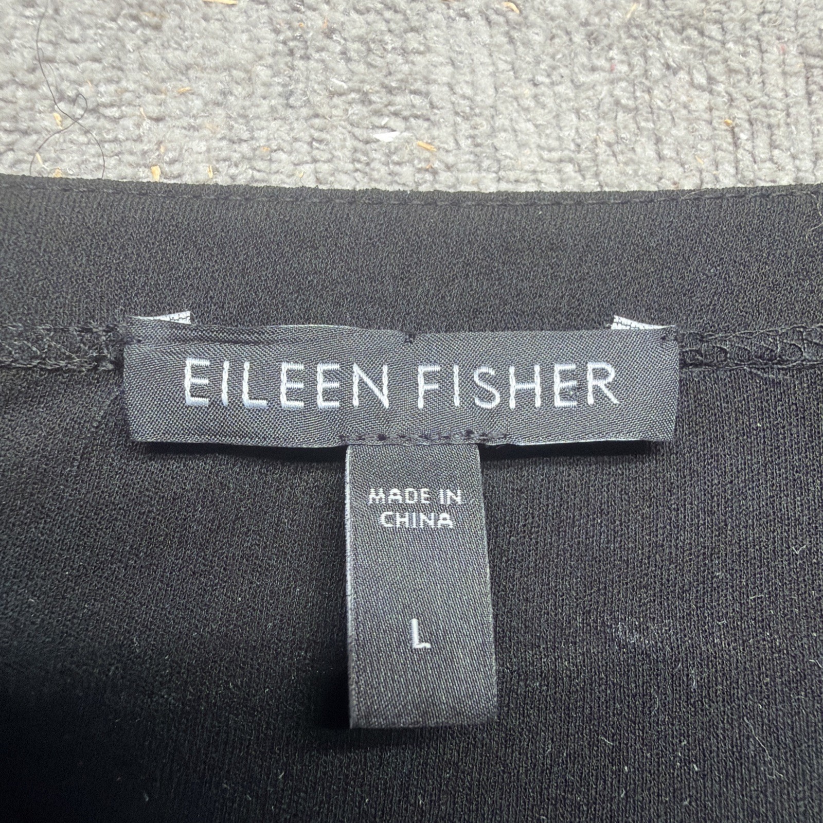 Eileen Fisher Black Silk Jersey Long Sleeve Shift Dress Women’s Large