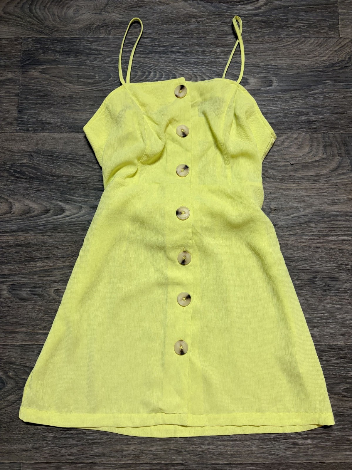 Miken Swim Button Front Swim Cover Mini Dress Medium Tie Festival Yellow NEW