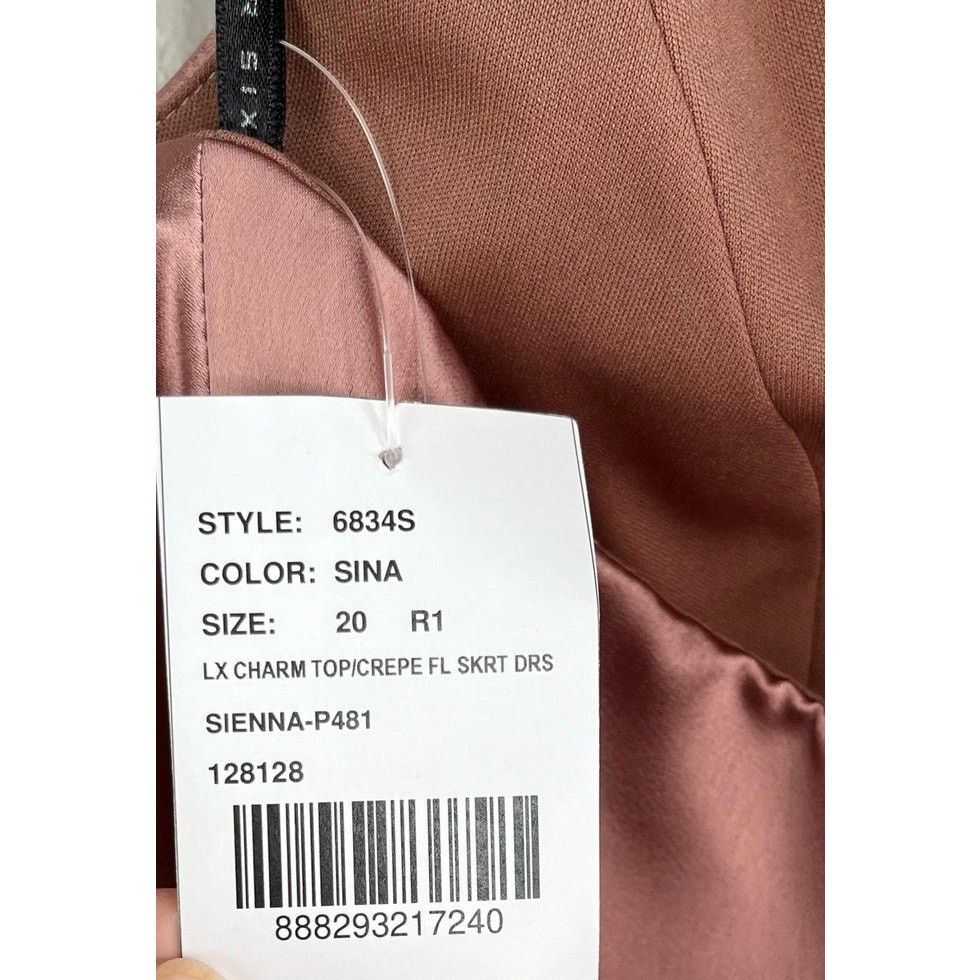 After Six High Neck Halter Maxi Gown Sienna Open Back Luxe Charmeuse 20 NWT