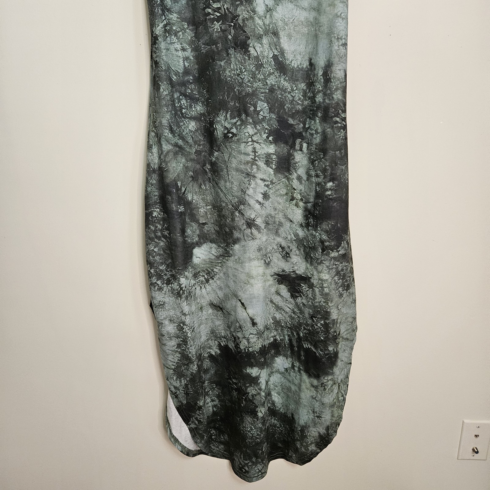 ANRABESS Split Maxi Dress Stretch Knit Casual Beach Travel Sz S Green Shades